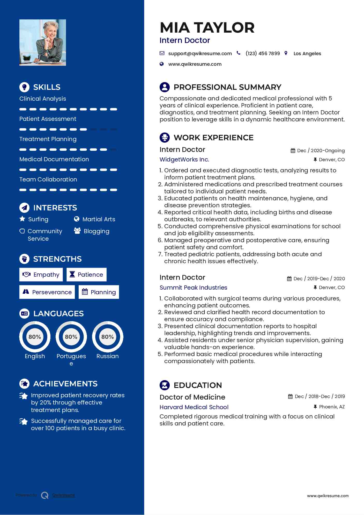 Intern Doctor Resume Format