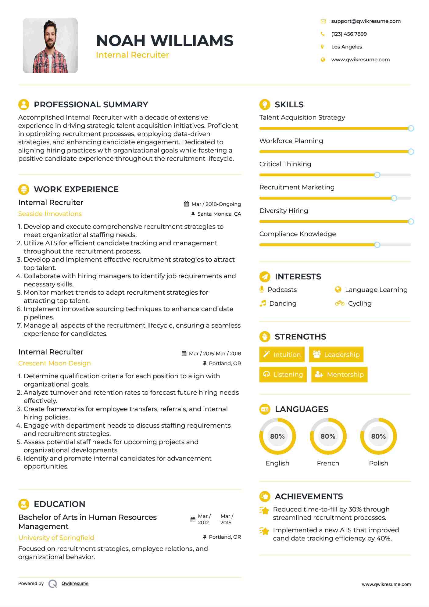 Internal Recruiter Resume Template