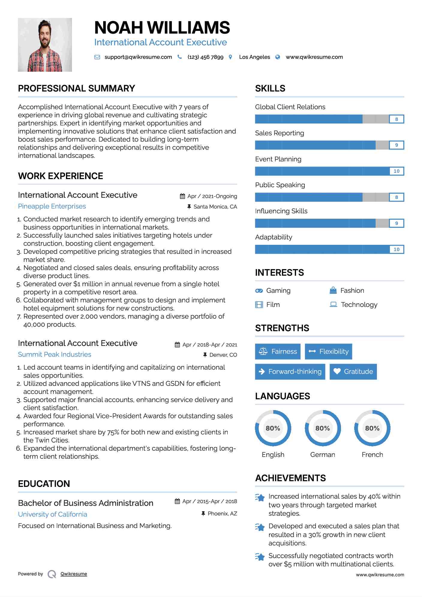 International Account Executive Resume Template