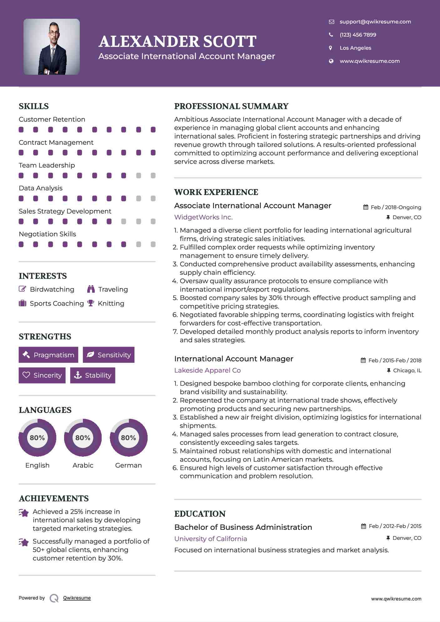 Associate International Account Manager Resume Model