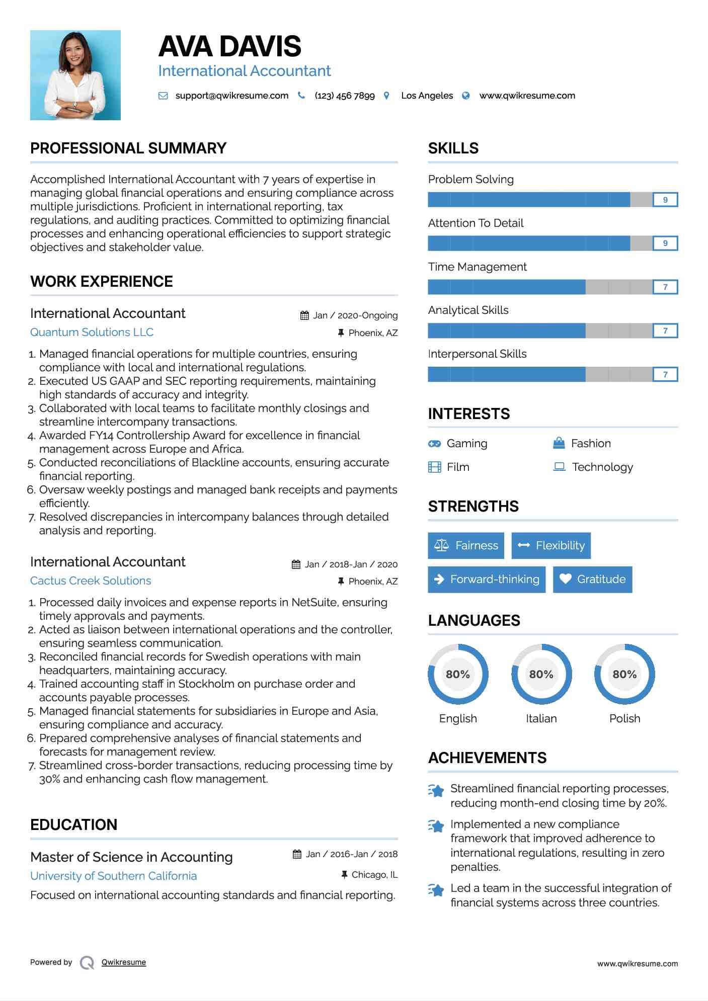 International Accountant Resume Format