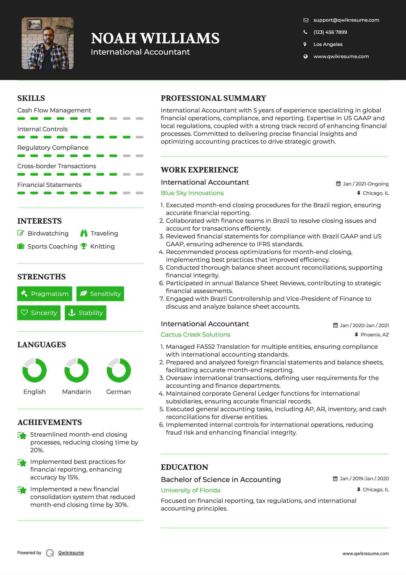 International Accountant Resume Template
