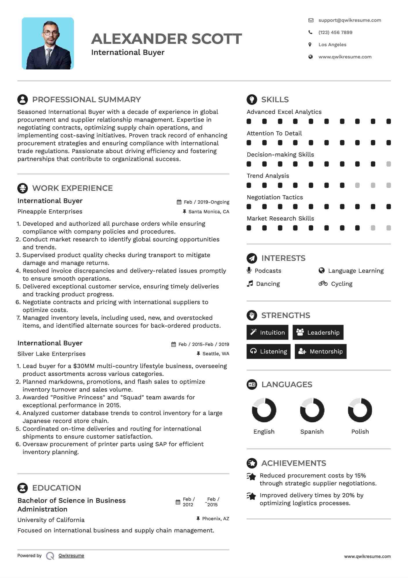 International Buyer Resume Format