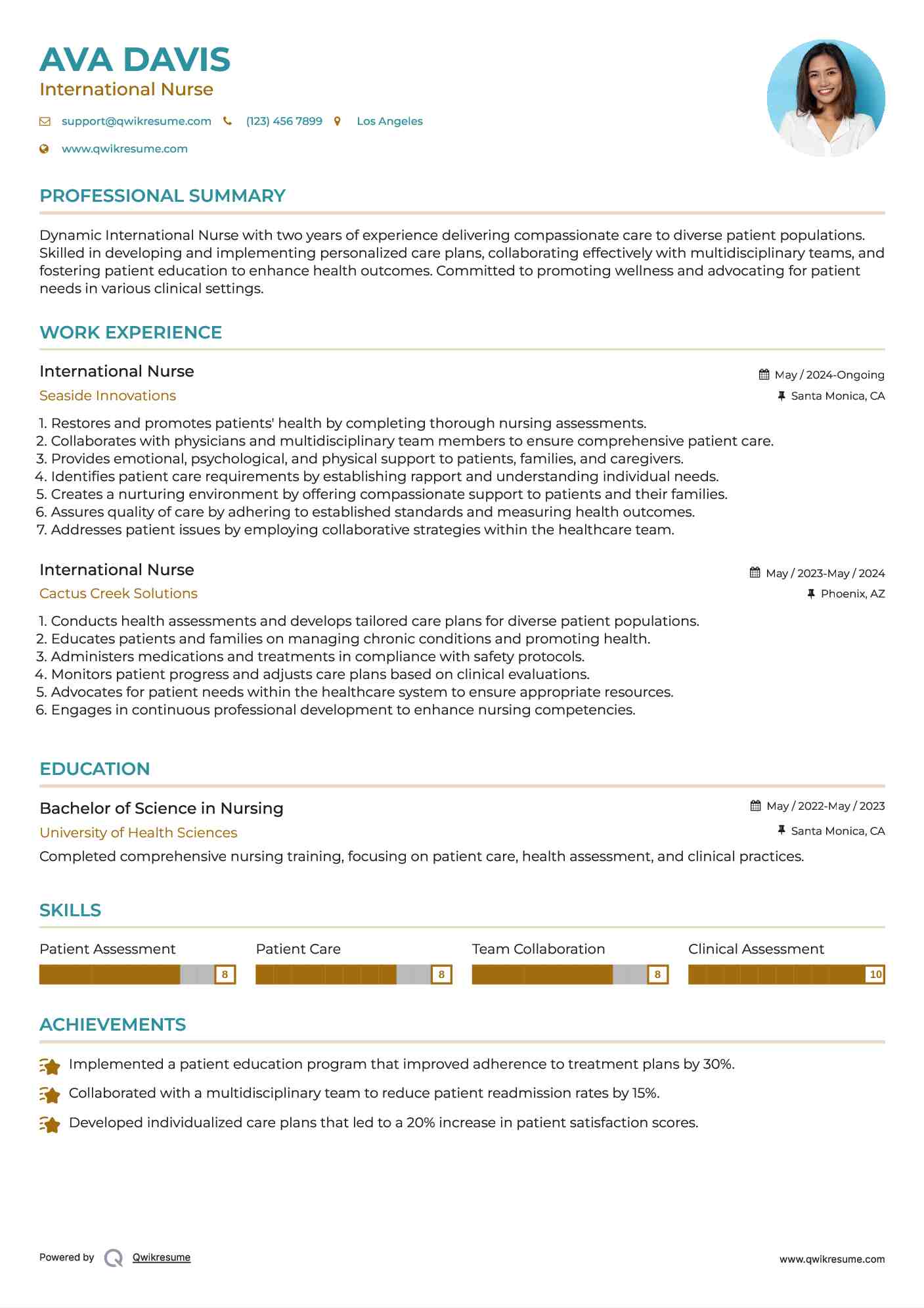 International Nurse Resume Format