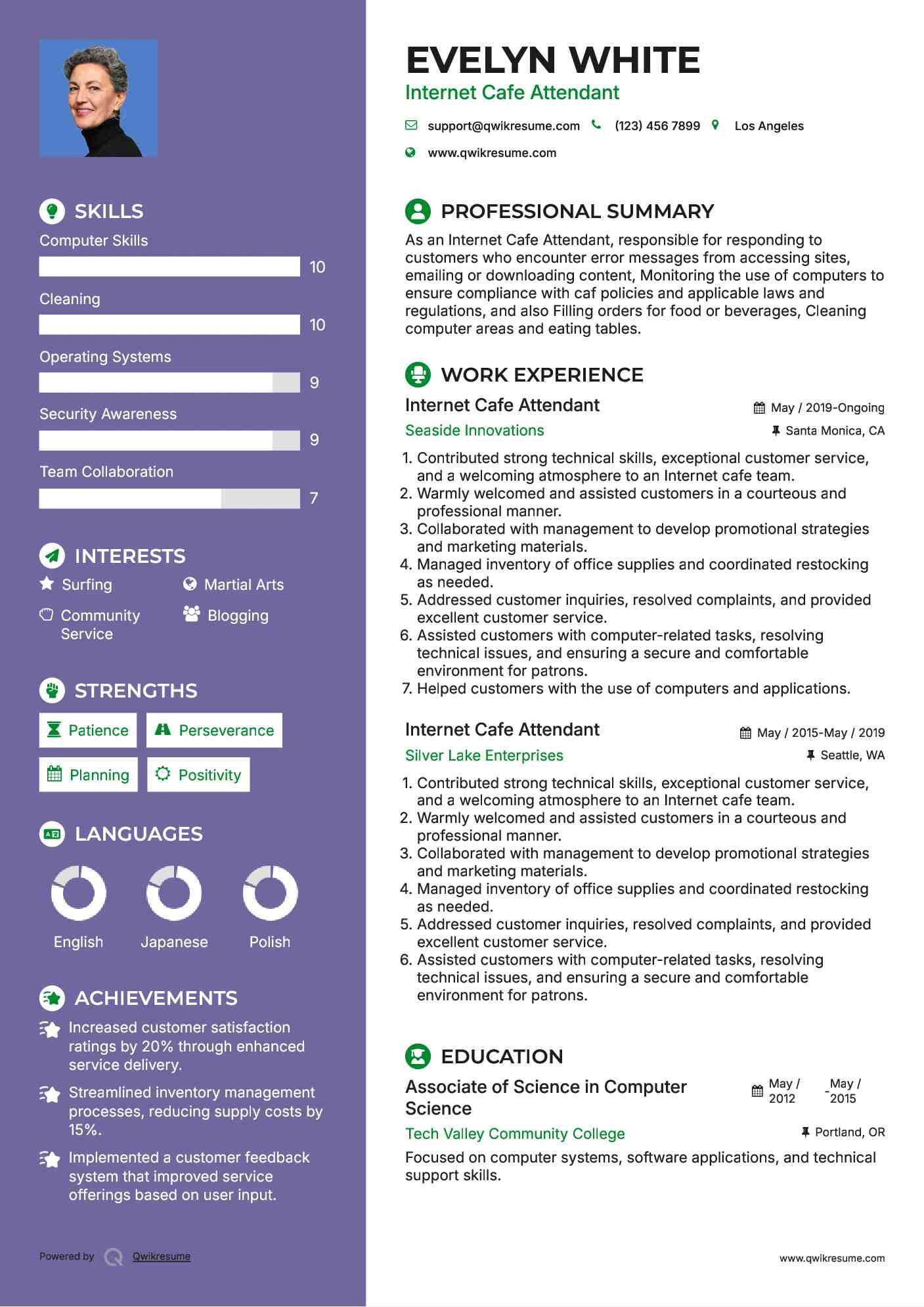 Internet Cafe Attendant Resume Template