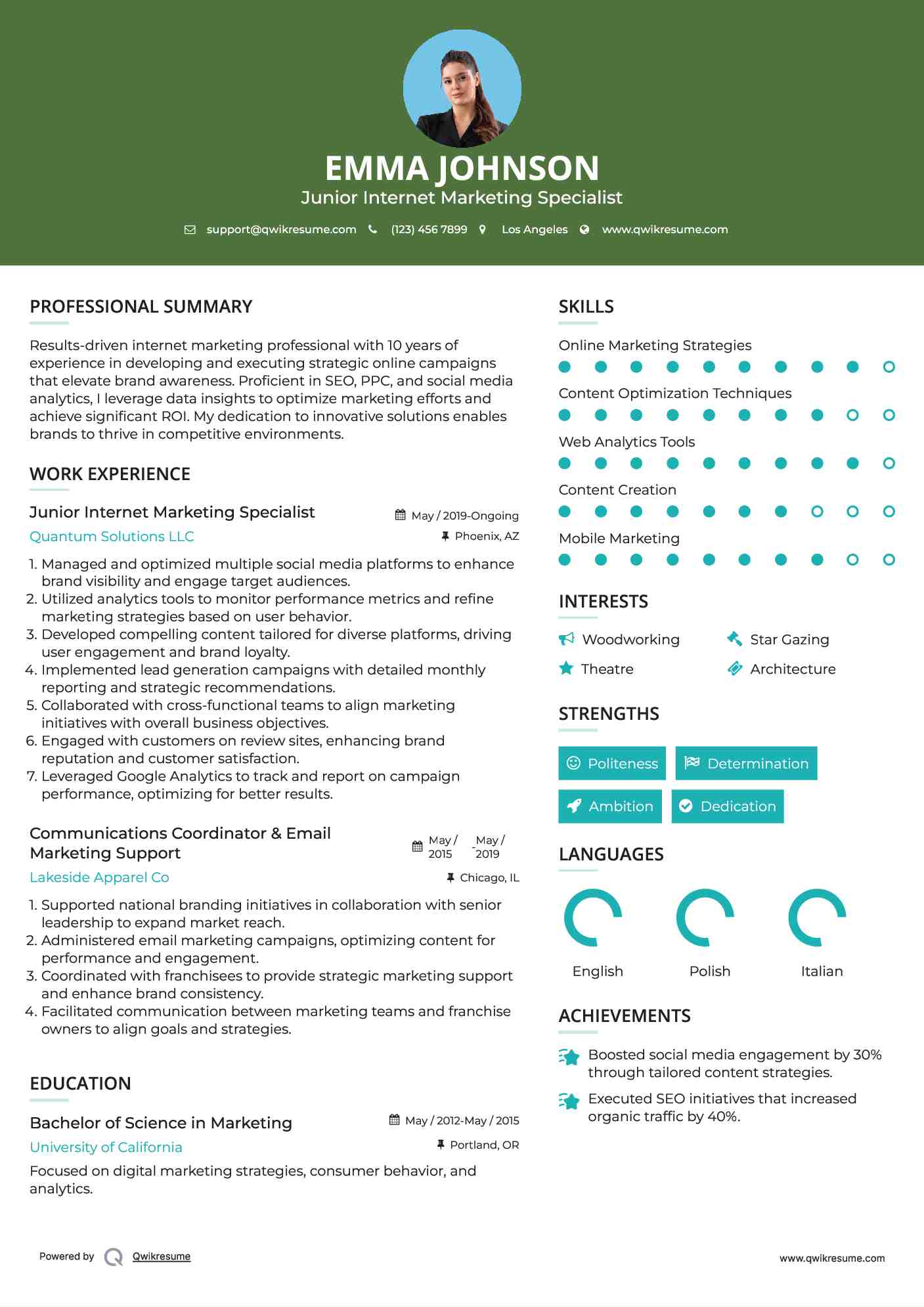 Junior Internet Marketing Specialist Resume Model Junior Internet Marketing Specialist Resume Model