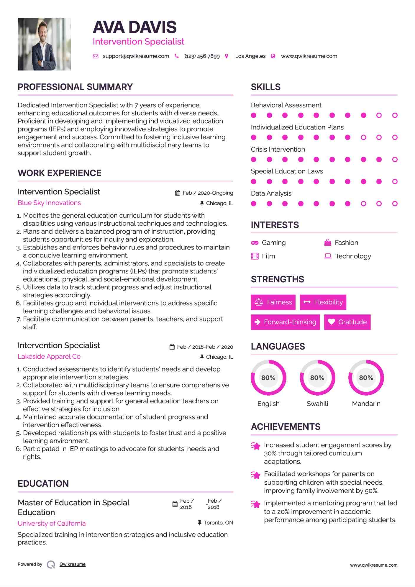 Intervention Specialist Resume Template