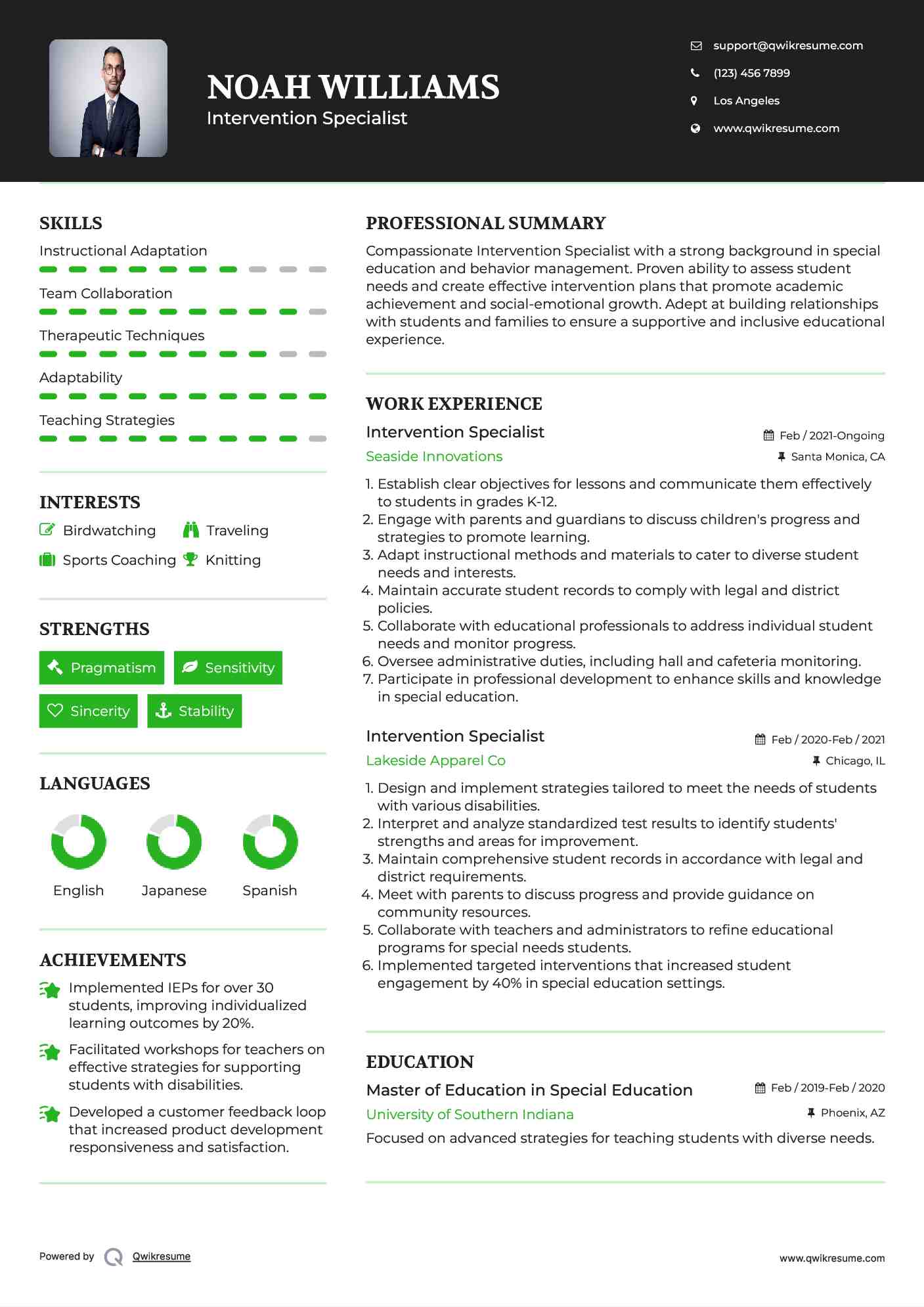 Intervention Specialist Resume Sample