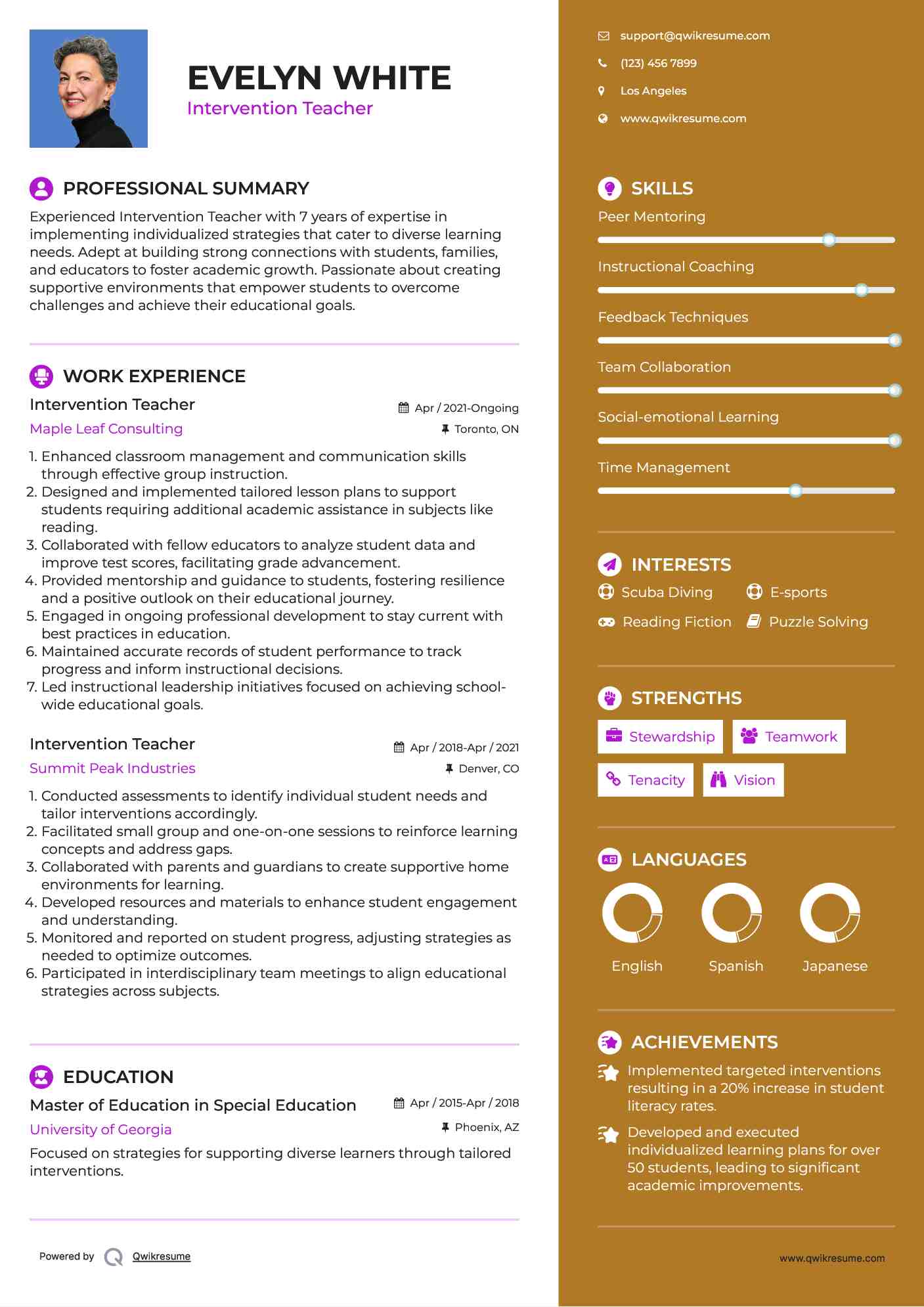 Intervention Teacher Resume Format