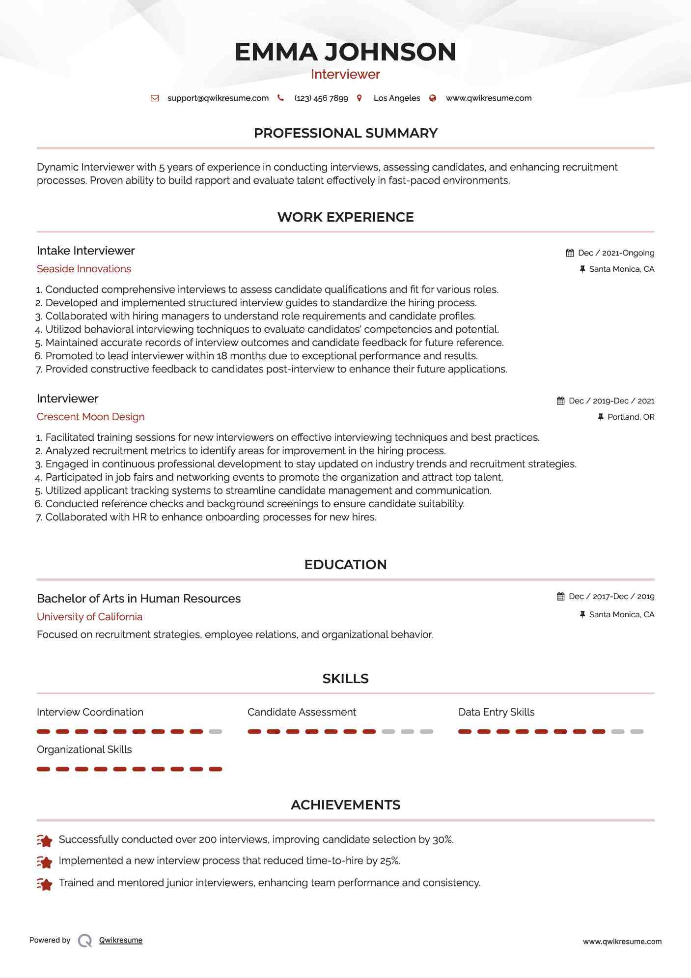 10 Interviewer Resume Samples - Interviewer 1560926899 Pdf 