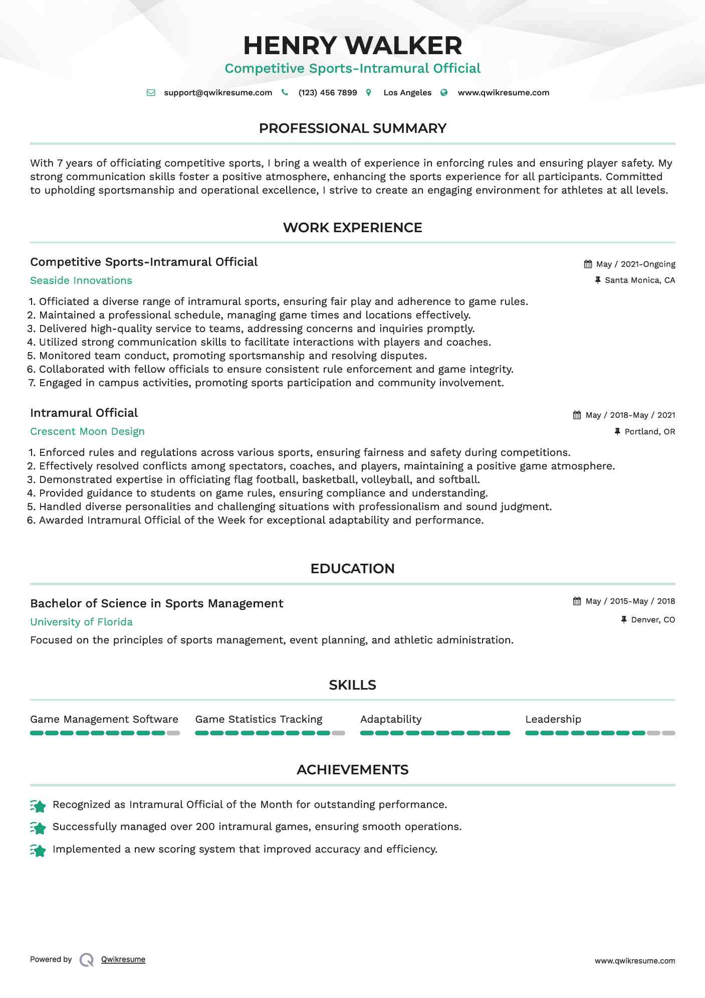 10 Intramural Official Resume - Intramural Official 1598862159 Pdf 
