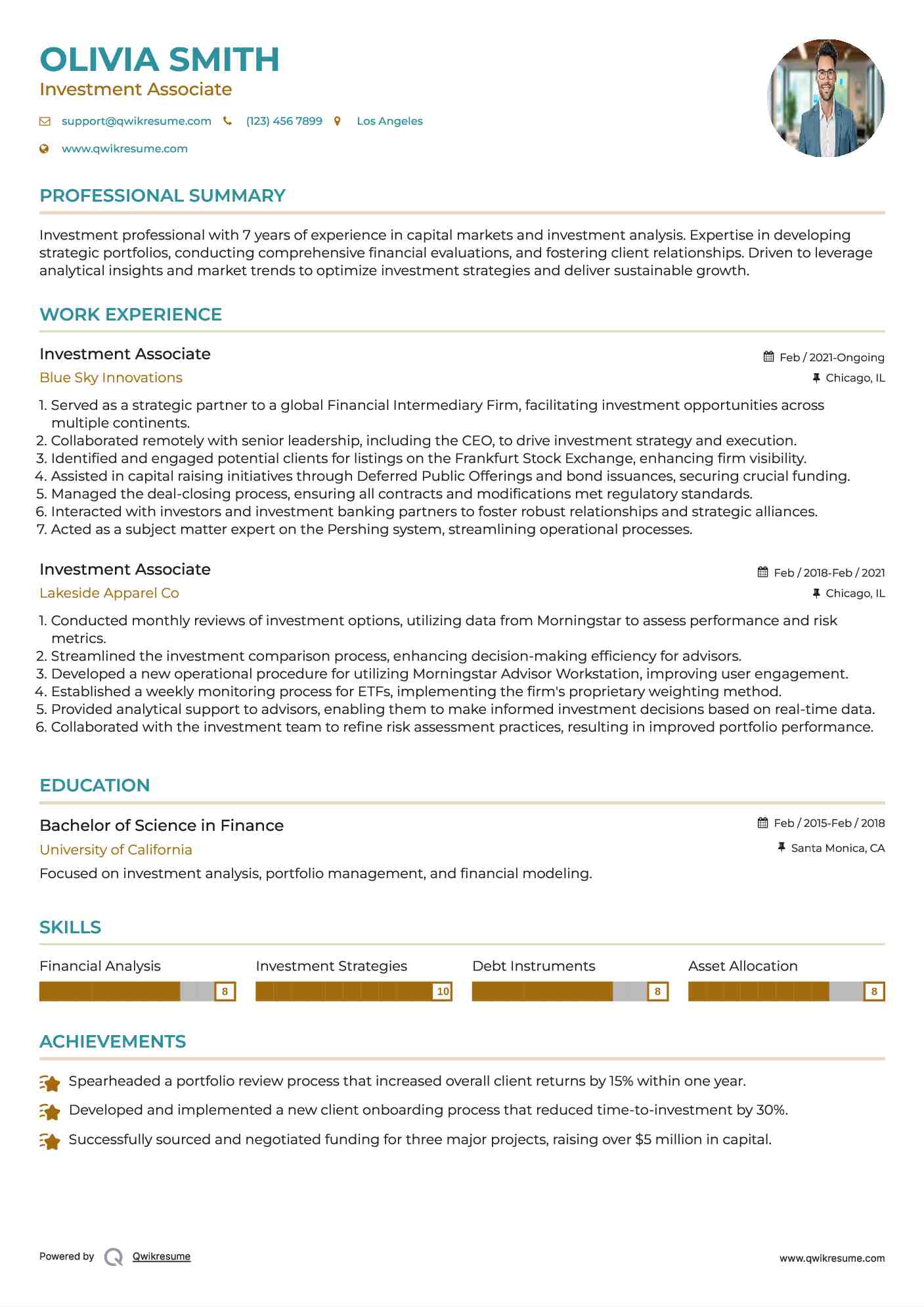 Investment Associate Resume Model