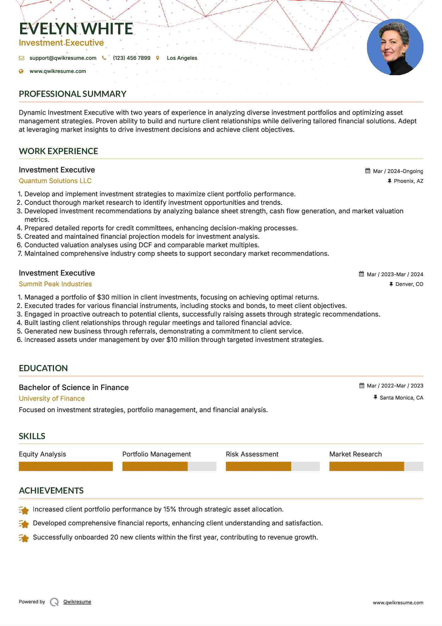 Investment Executive Resume Template