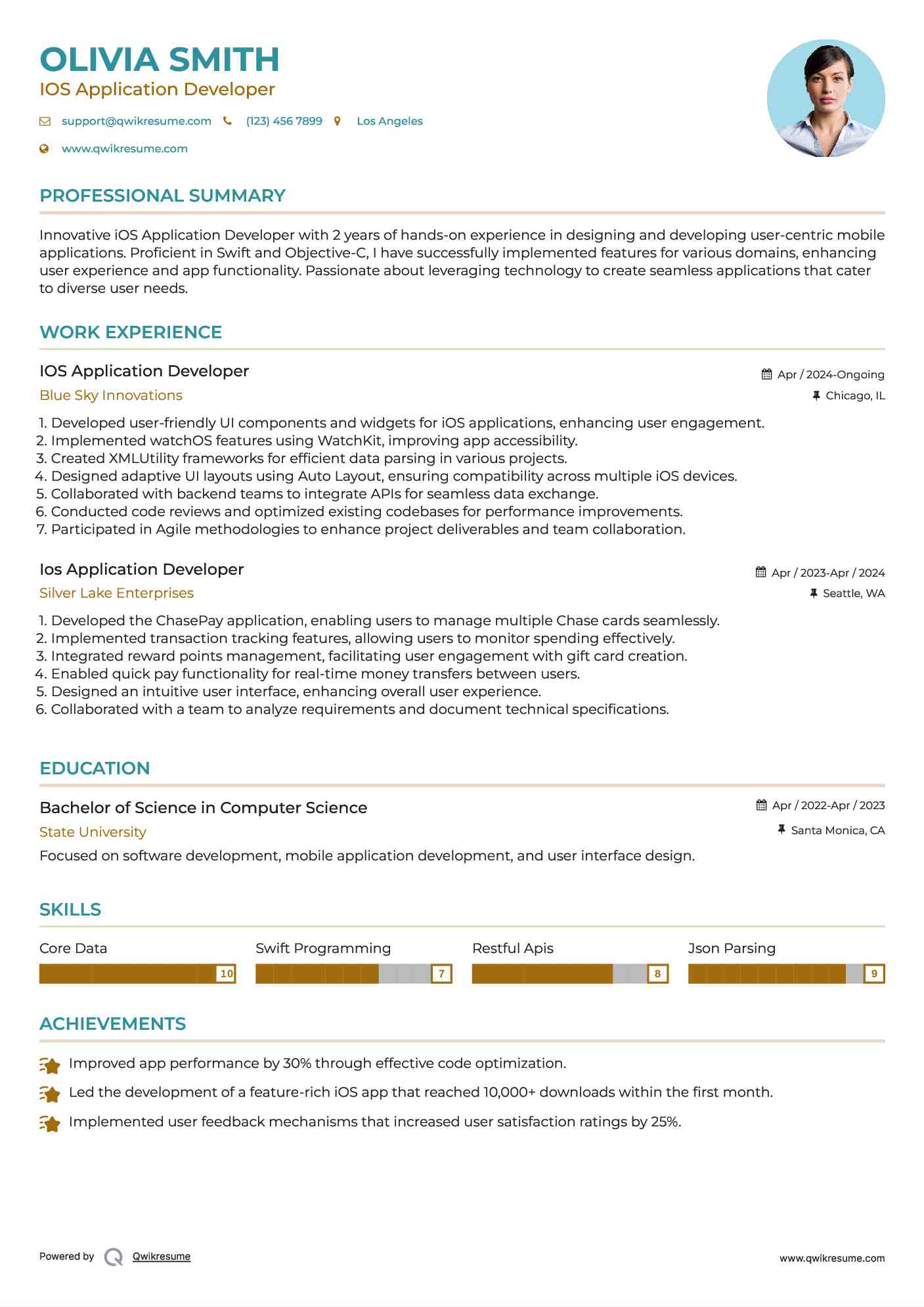 10 ios application developer resume samples templates for 2025