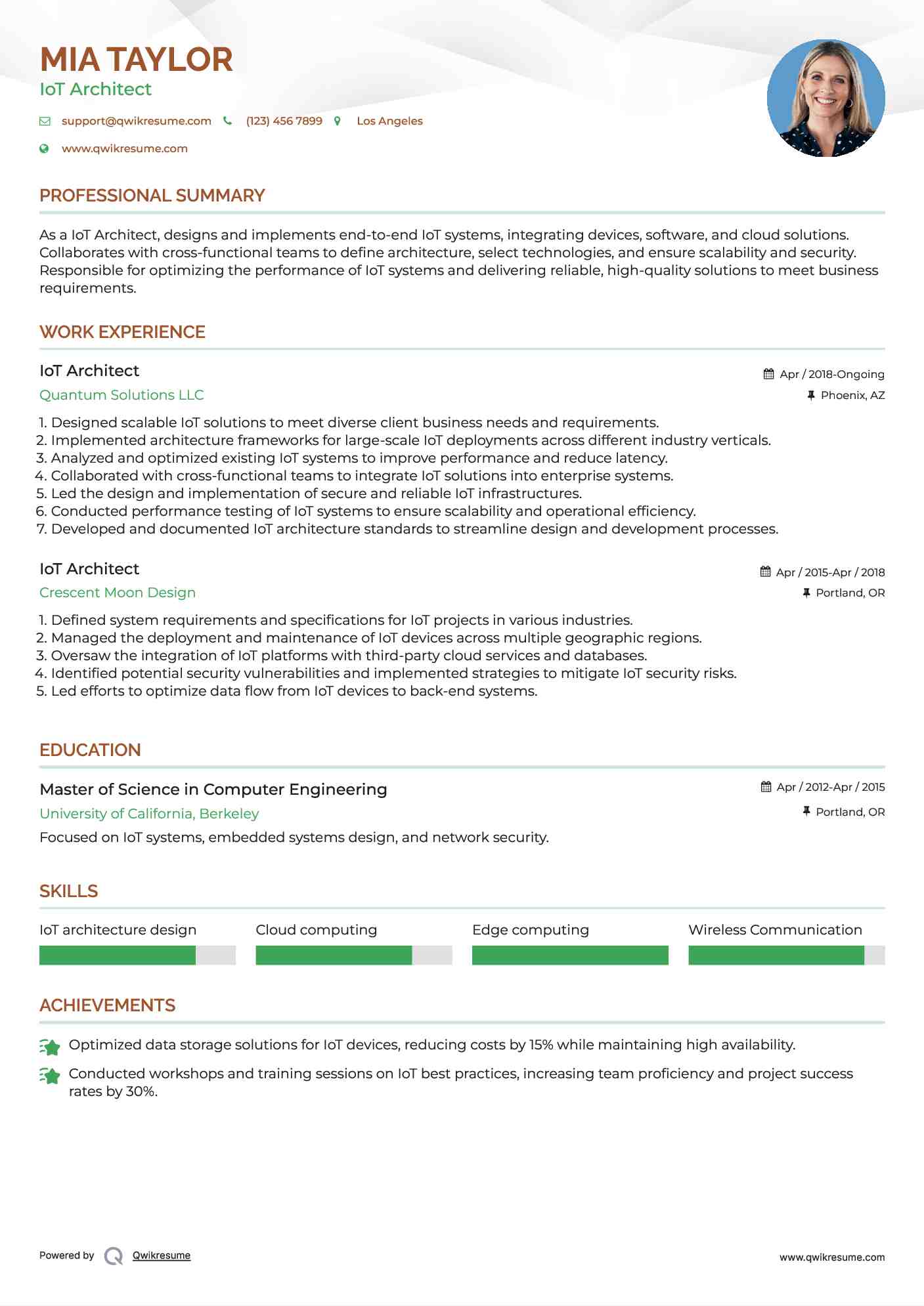 IoT Architect Resume Template