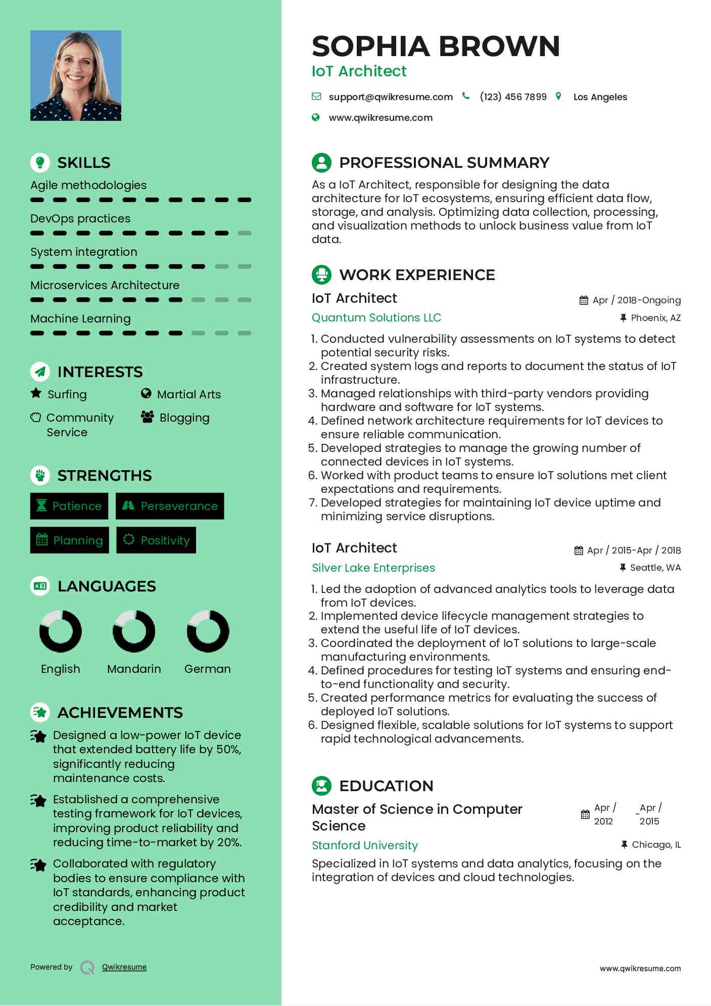 IoT Architect Resume Sample