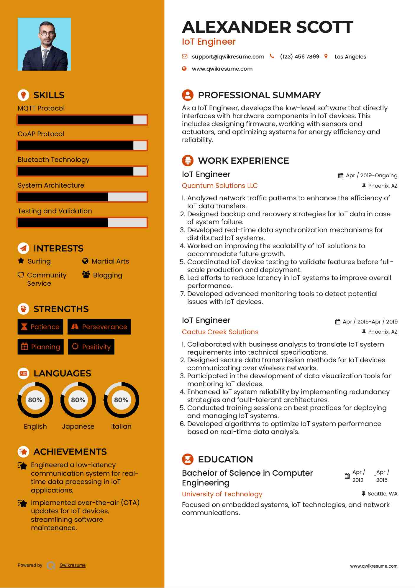 IoT Engineer Resume Sample