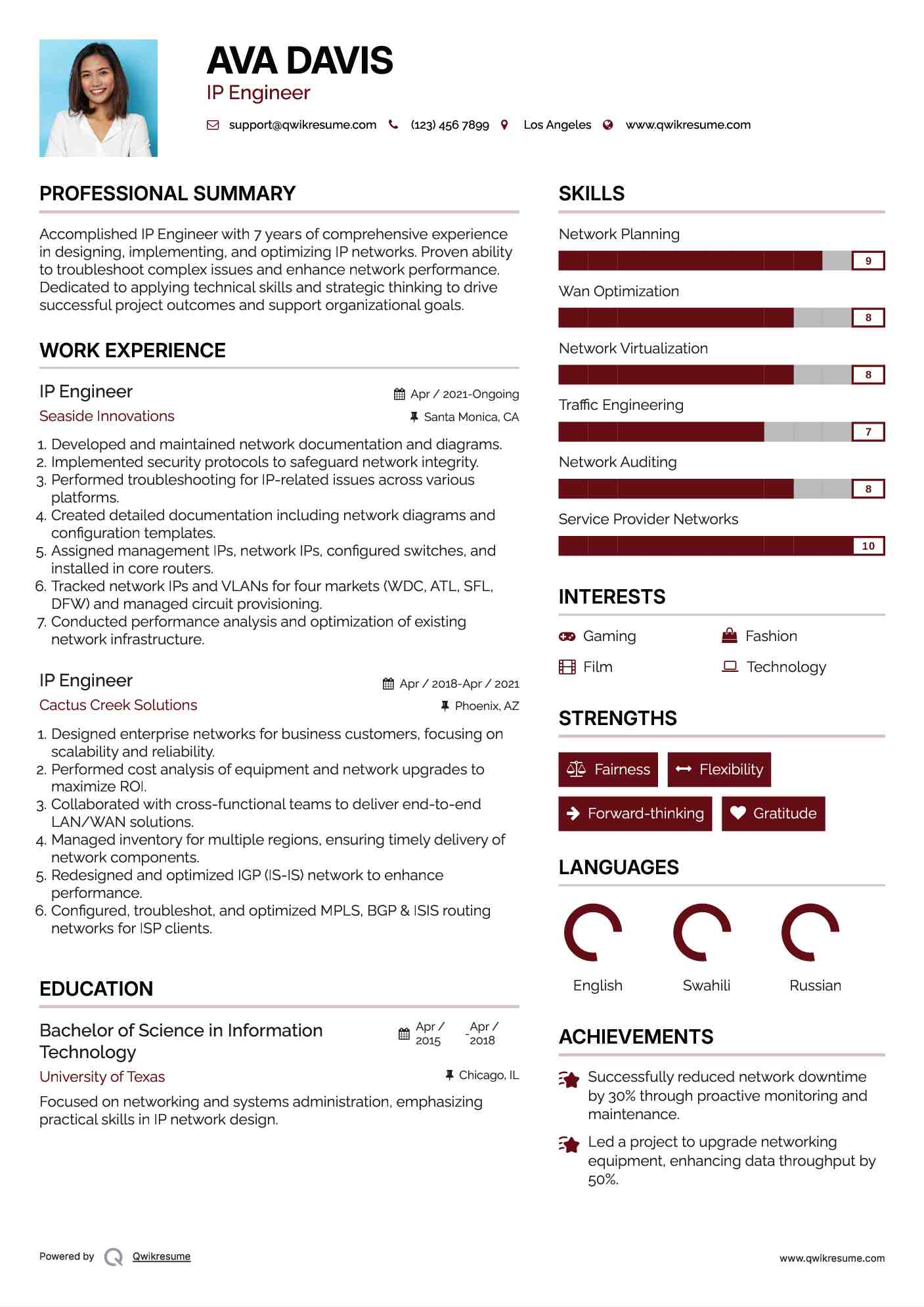 IP Engineer Resume Template