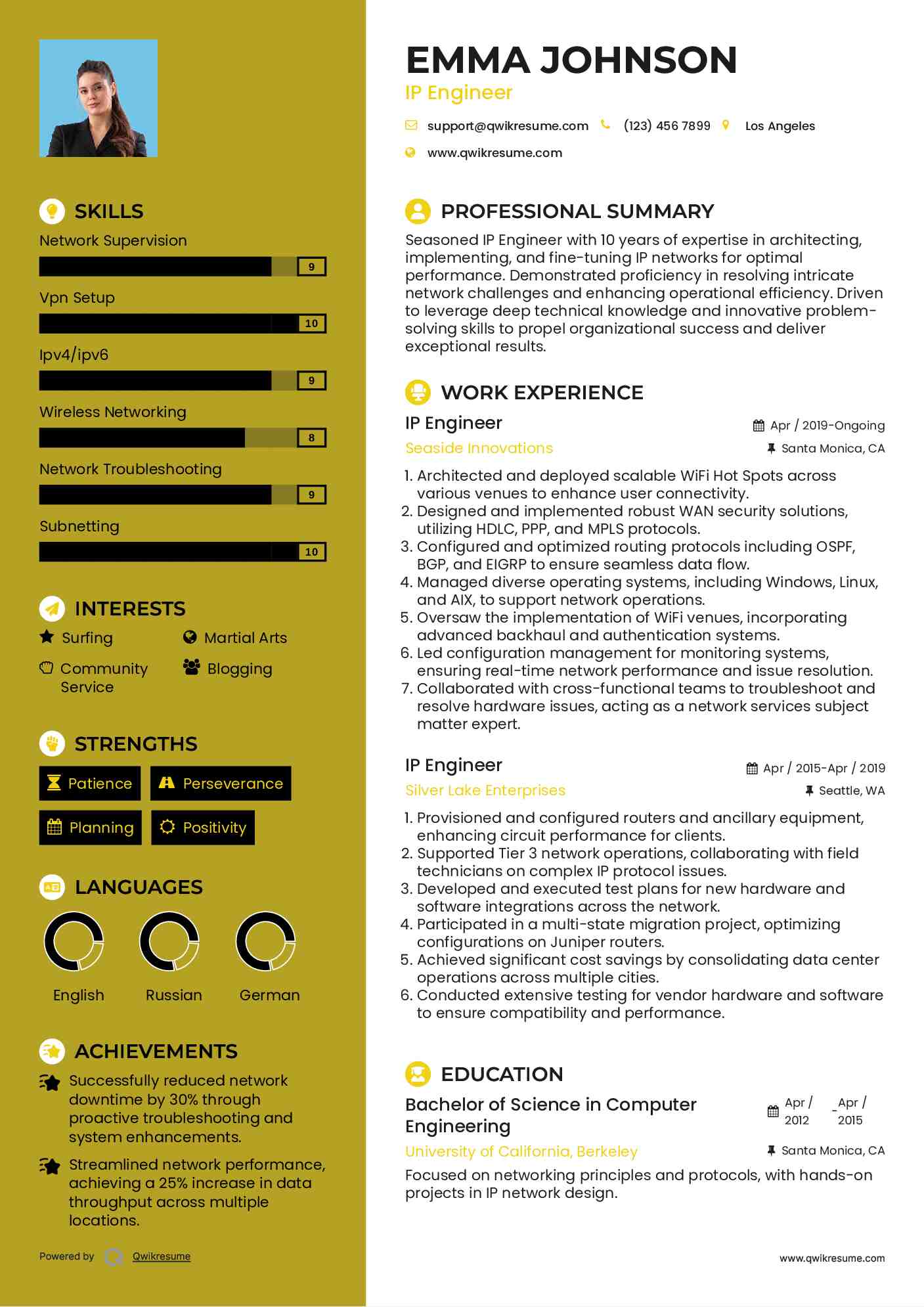 IP Engineer Resume Model