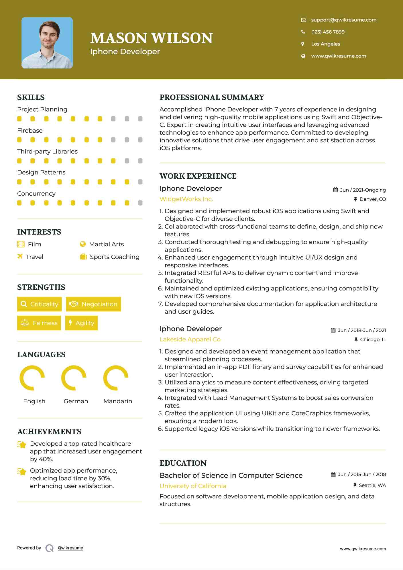 Iphone Developer Resume Template