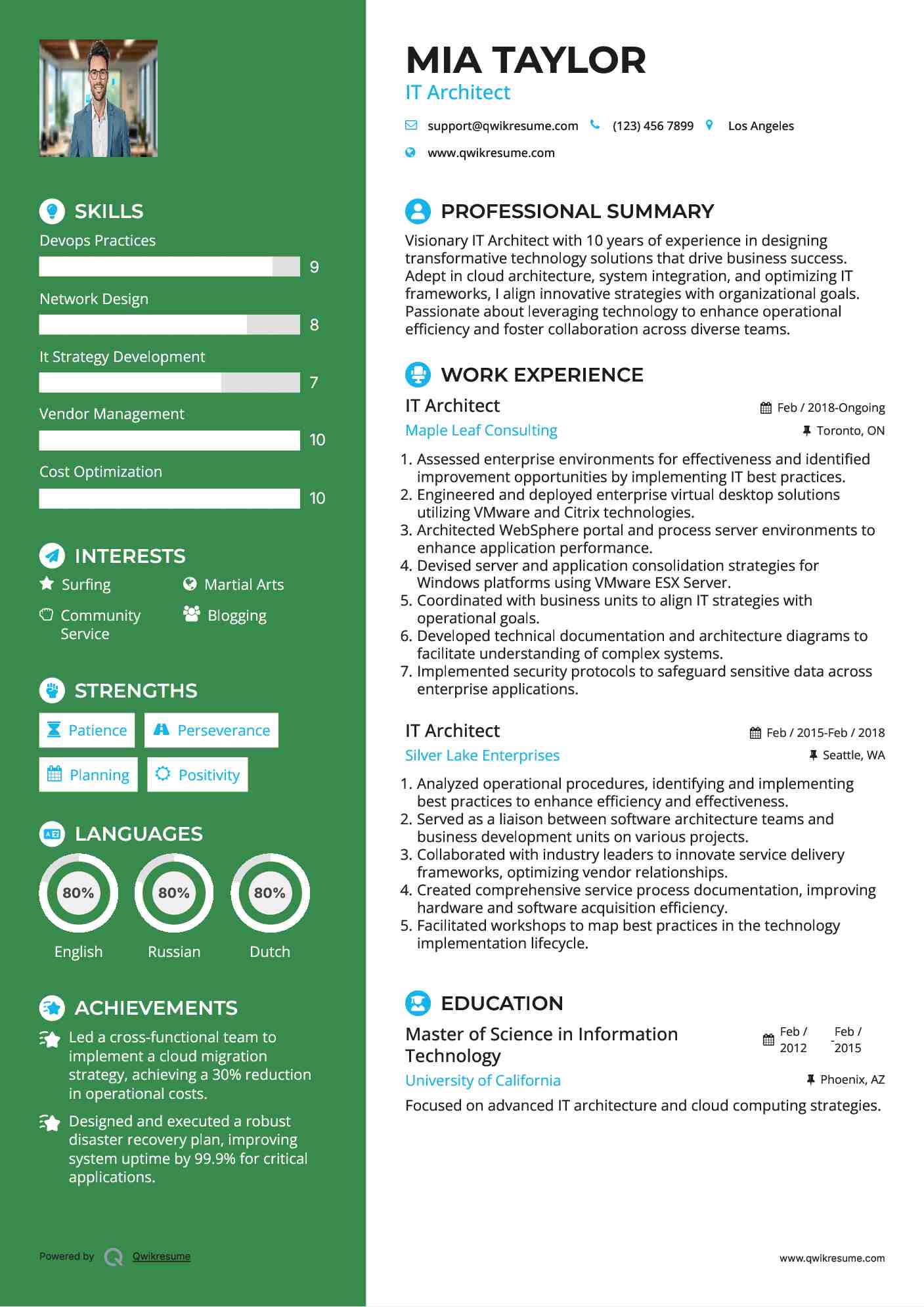 IT Architect Resume Format