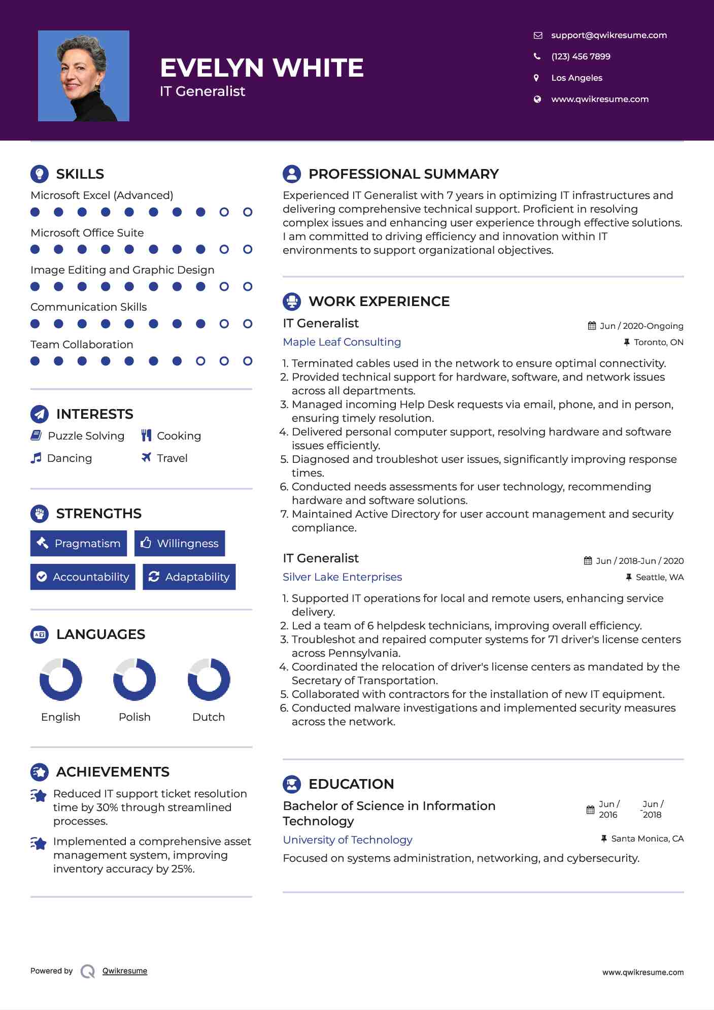 IT Generalist Resume Example