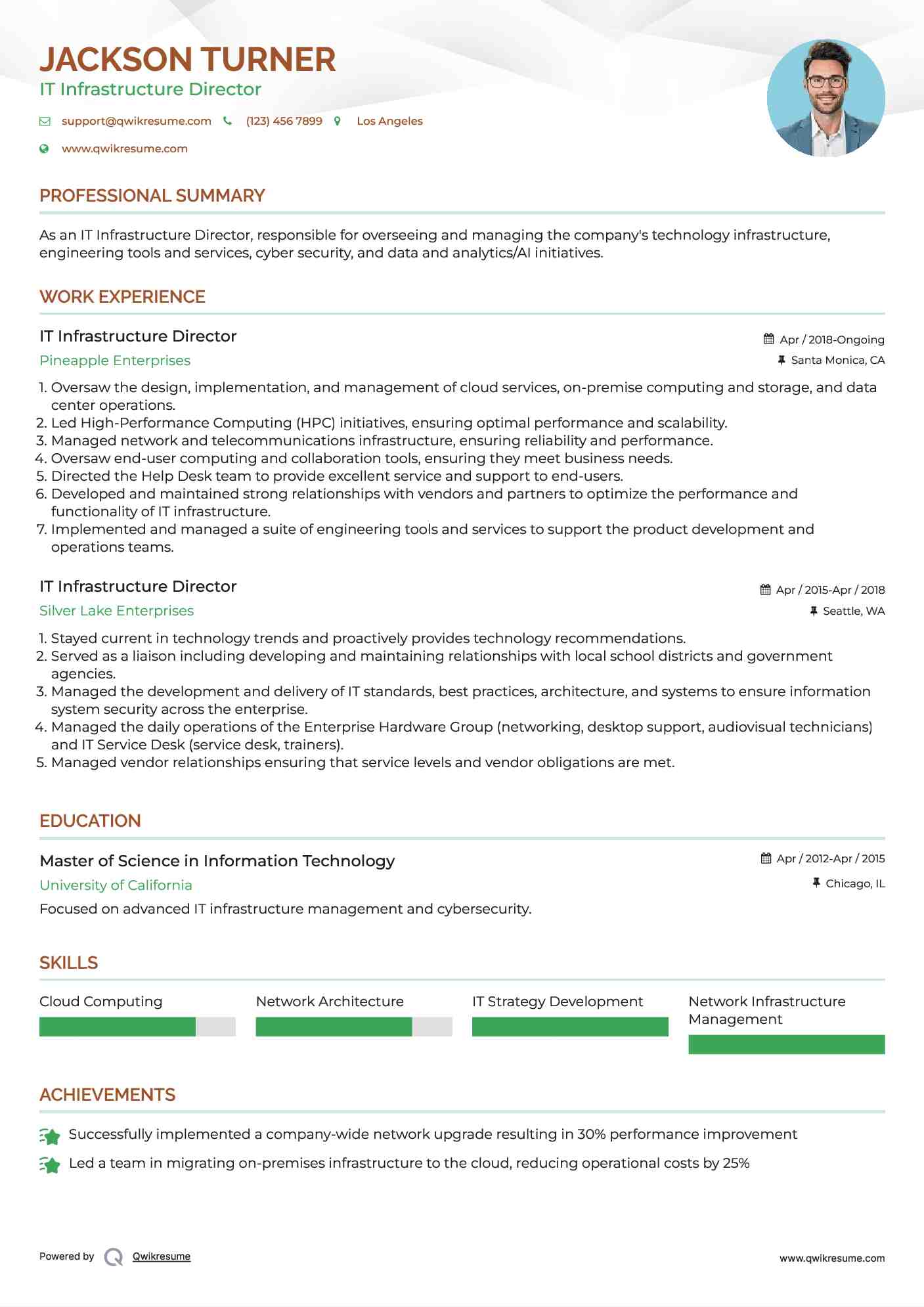 IT Infrastructure Director Resume Model