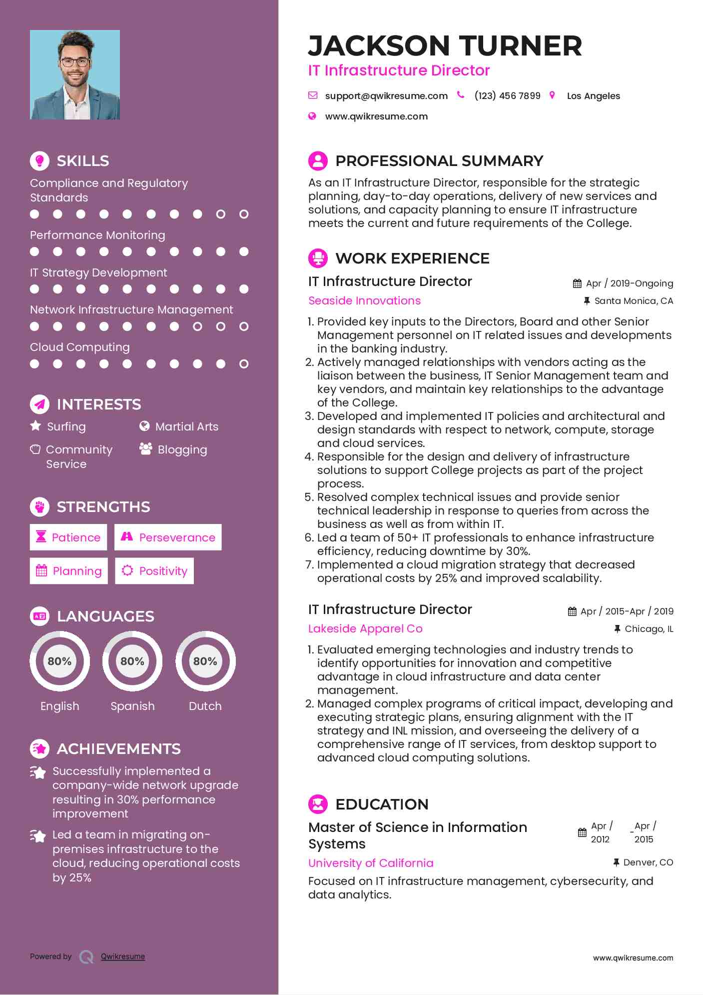 IT Infrastructure Director Resume Sample