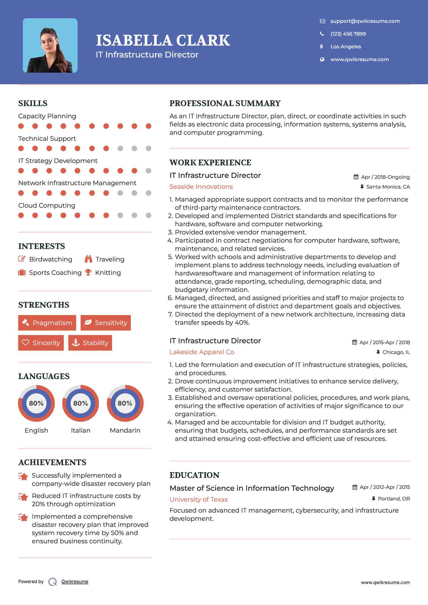 IT Infrastructure Director Resume Template