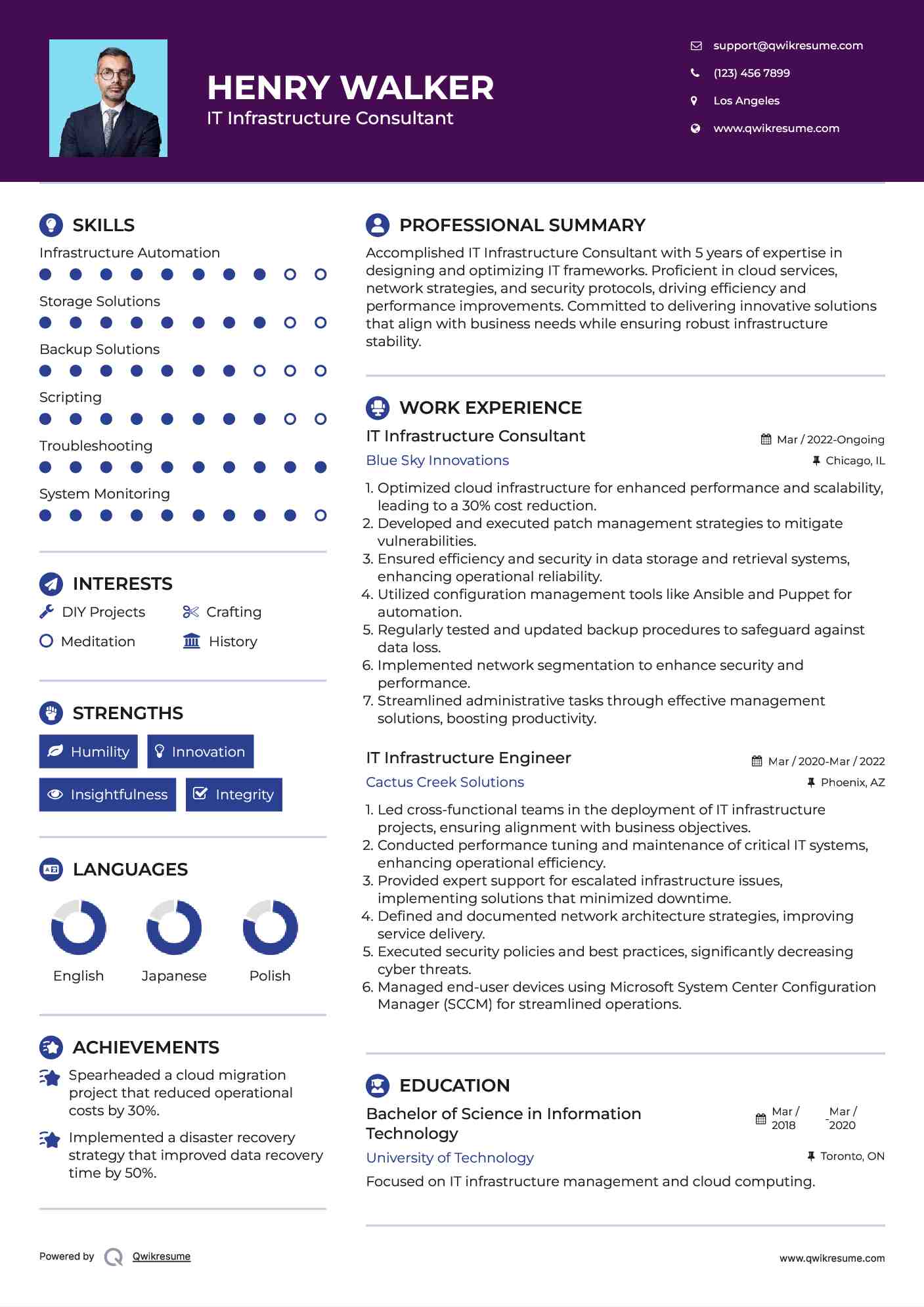 IT Infrastructure Consultant Resume Format