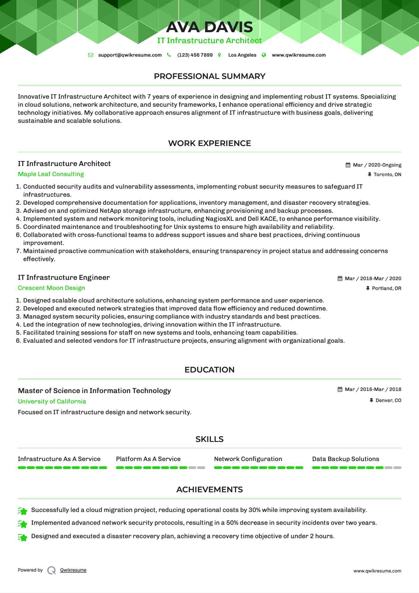 IT Infrastructure Architect Resume Template