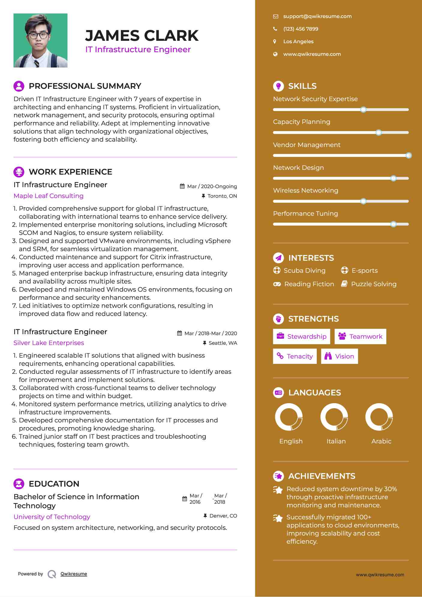 IT Infrastructure Engineer Resume Sample