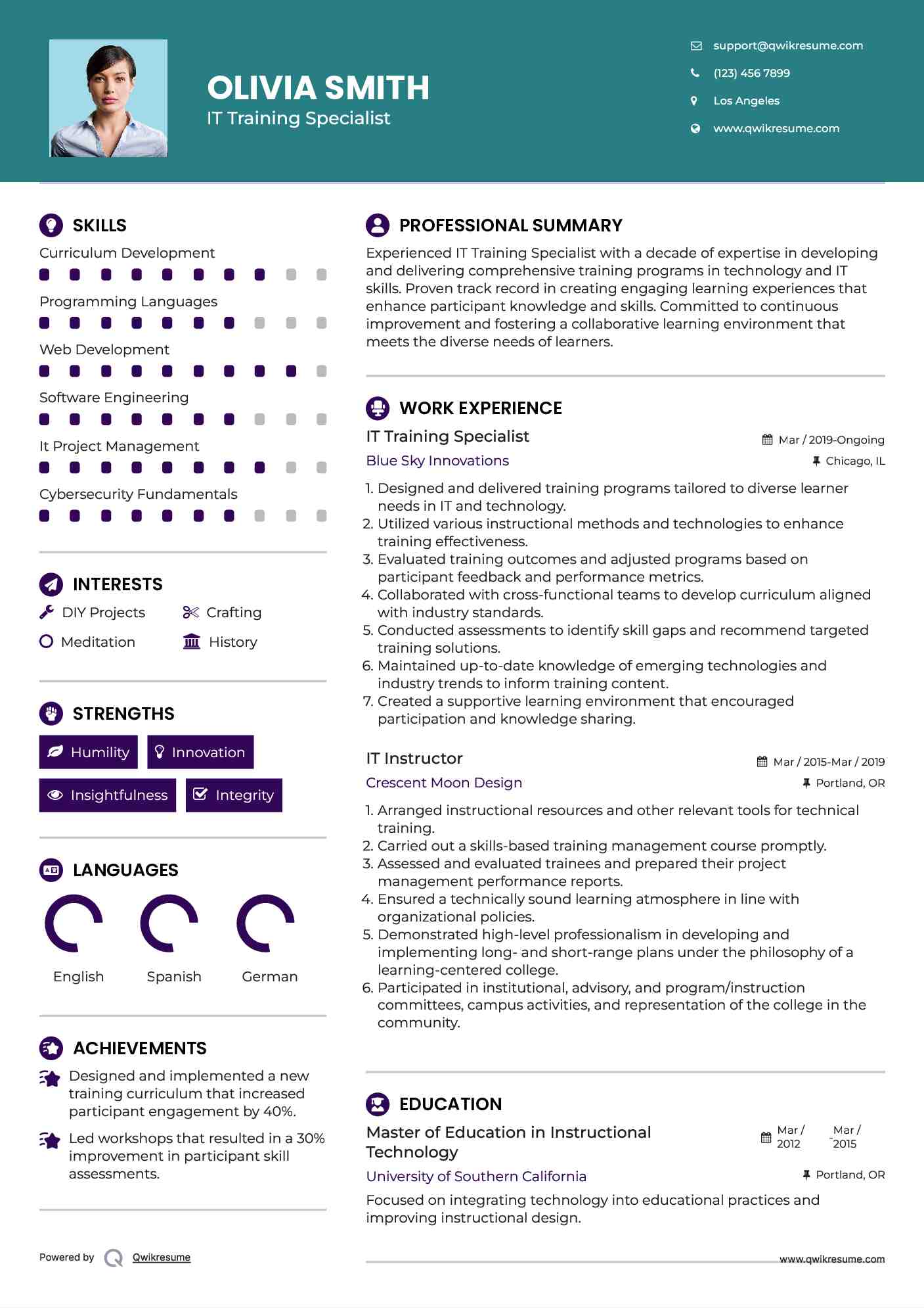 IT Training Specialist Resume Sample