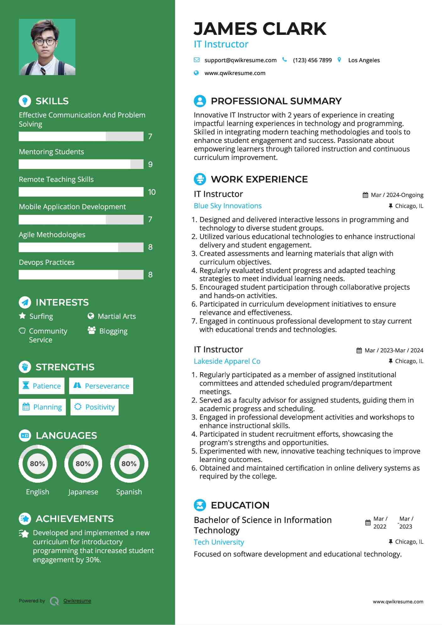 IT Instructor Resume Template