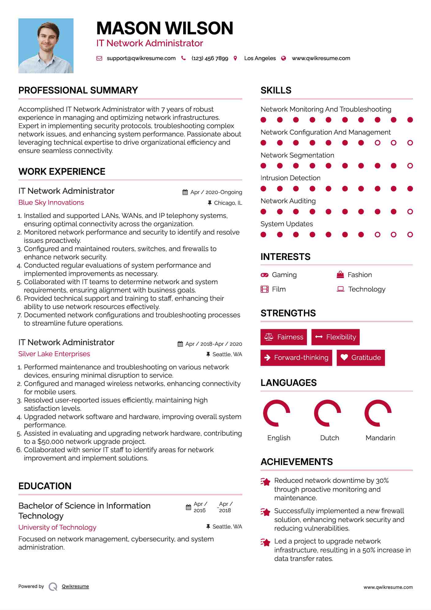 IT Network Administrator Resume Format