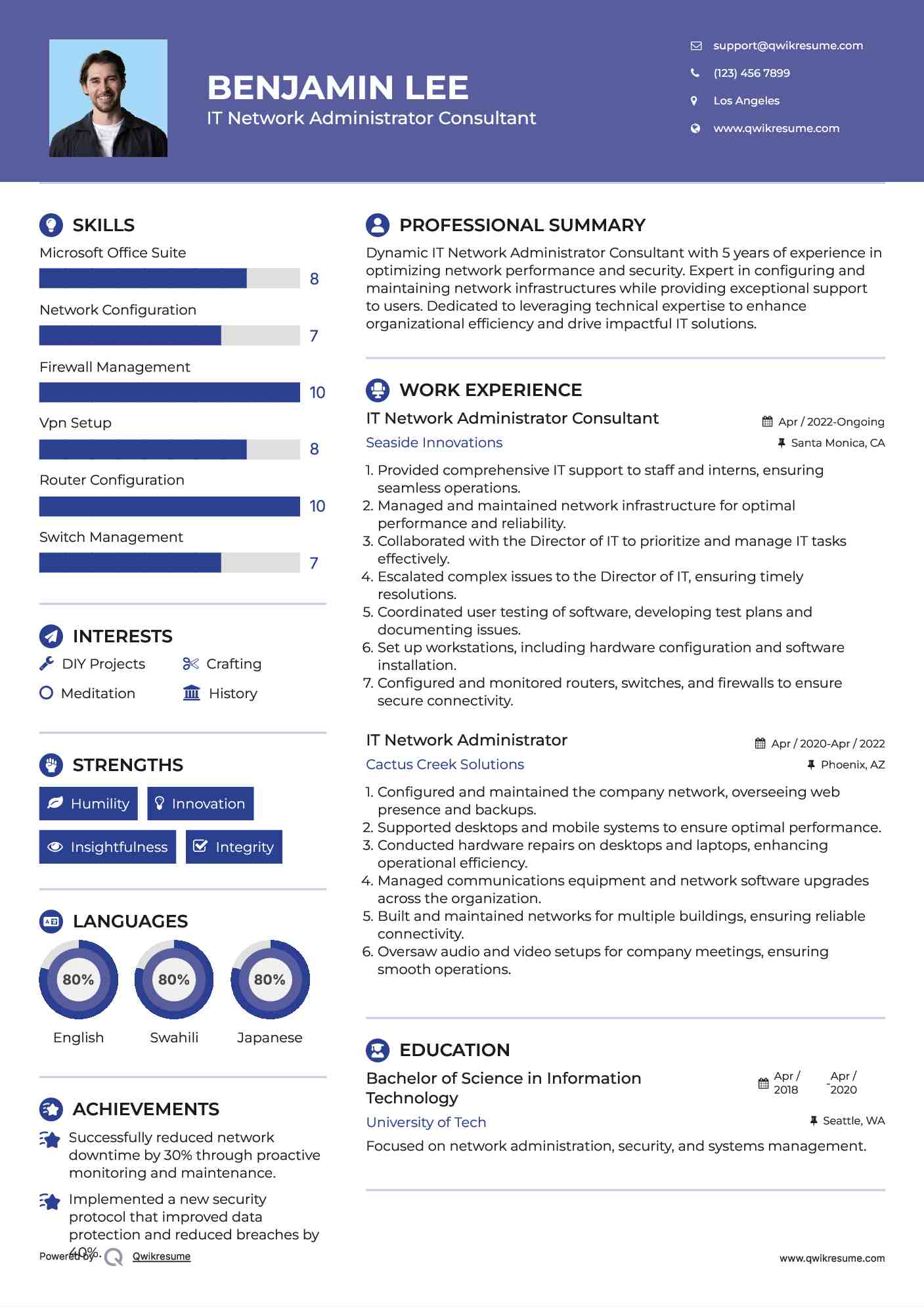 IT Network Administrator Consultant Resume Format