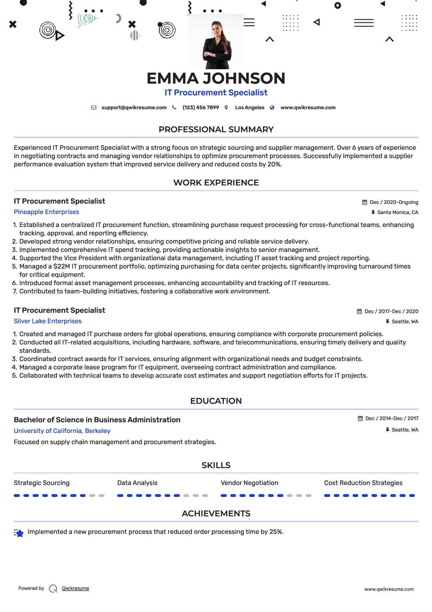 IT Procurement Specialist Resume Template