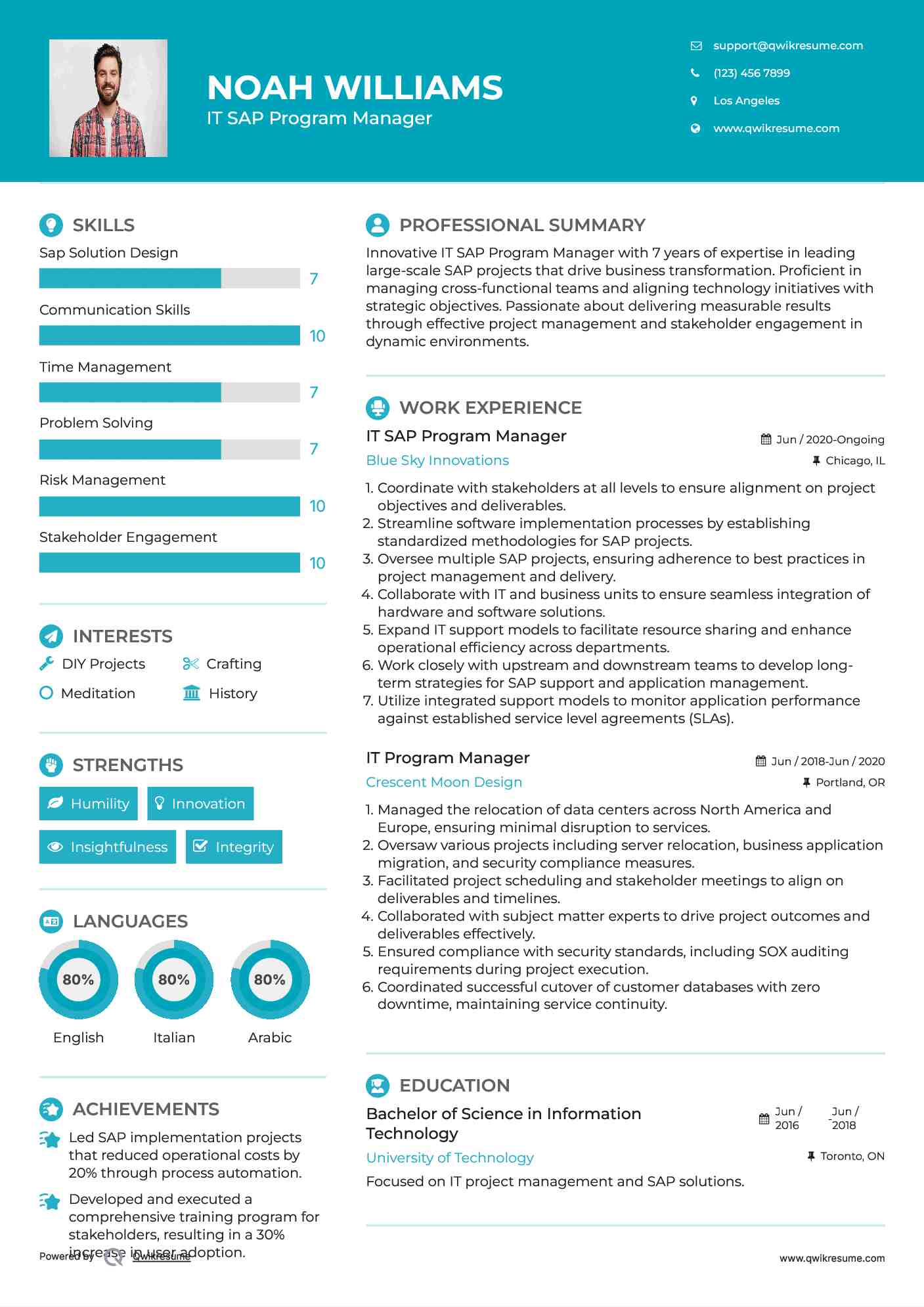 IT SAP Program Manager Resume Format