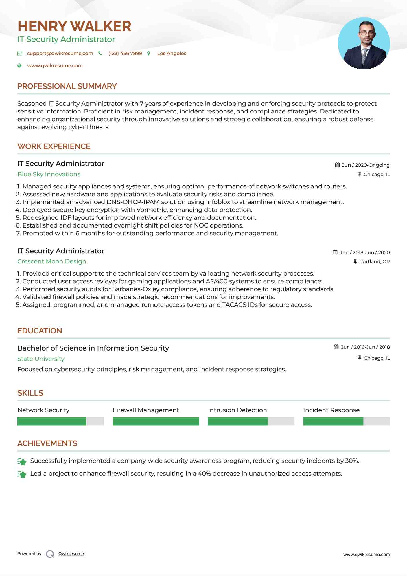 IT Security Administrator Resume Format