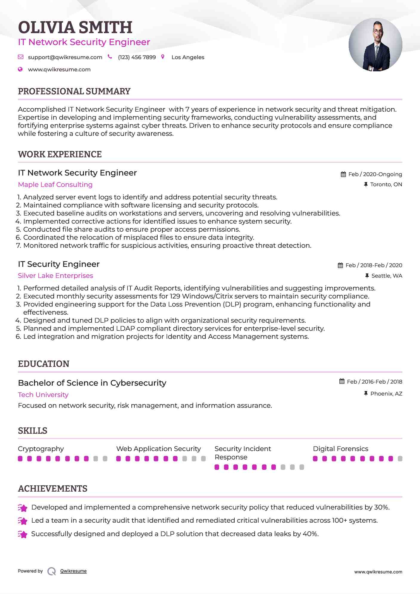 IT Network Security Engineer  Resume Template