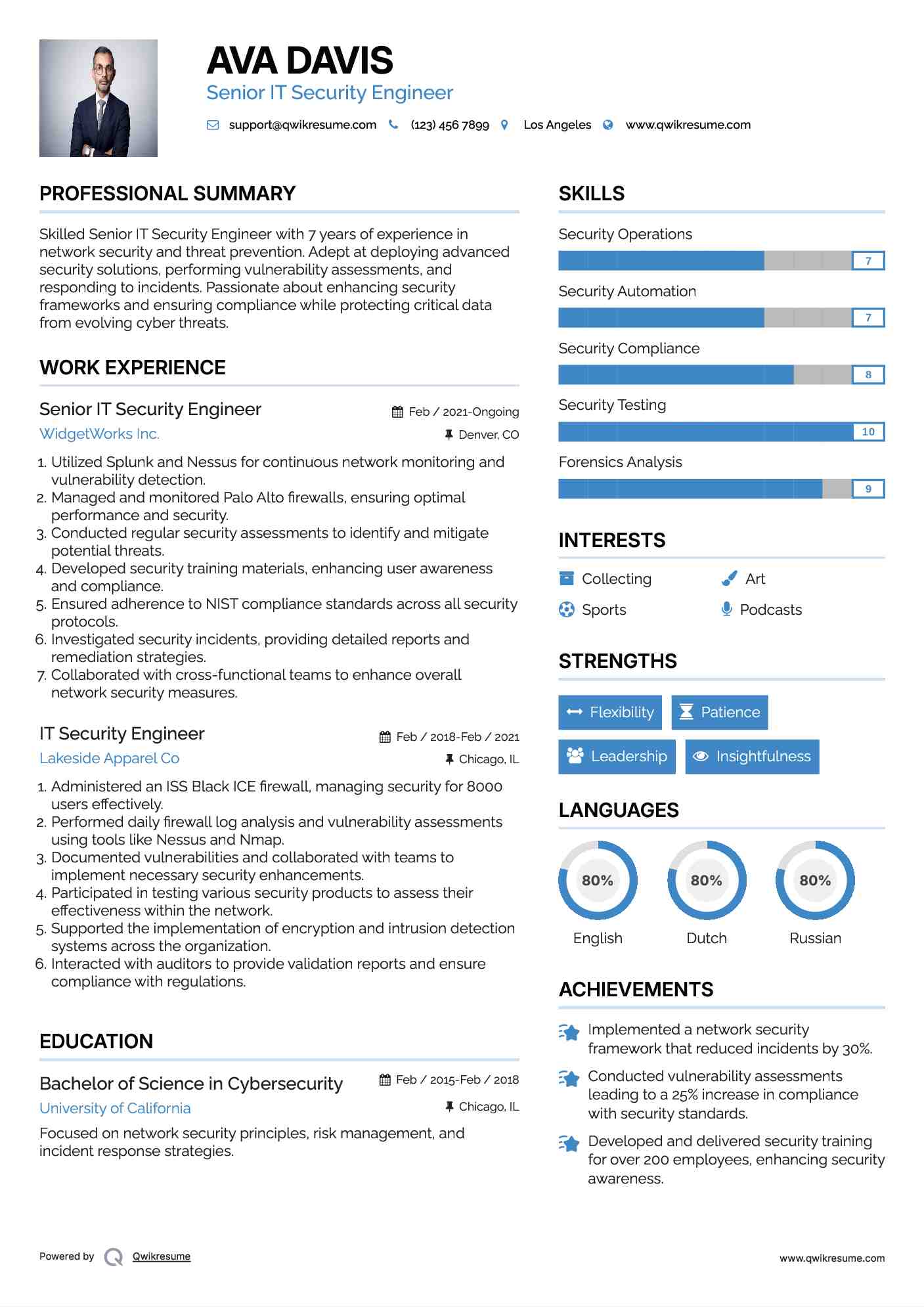 Senior IT Security Engineer  Resume Model