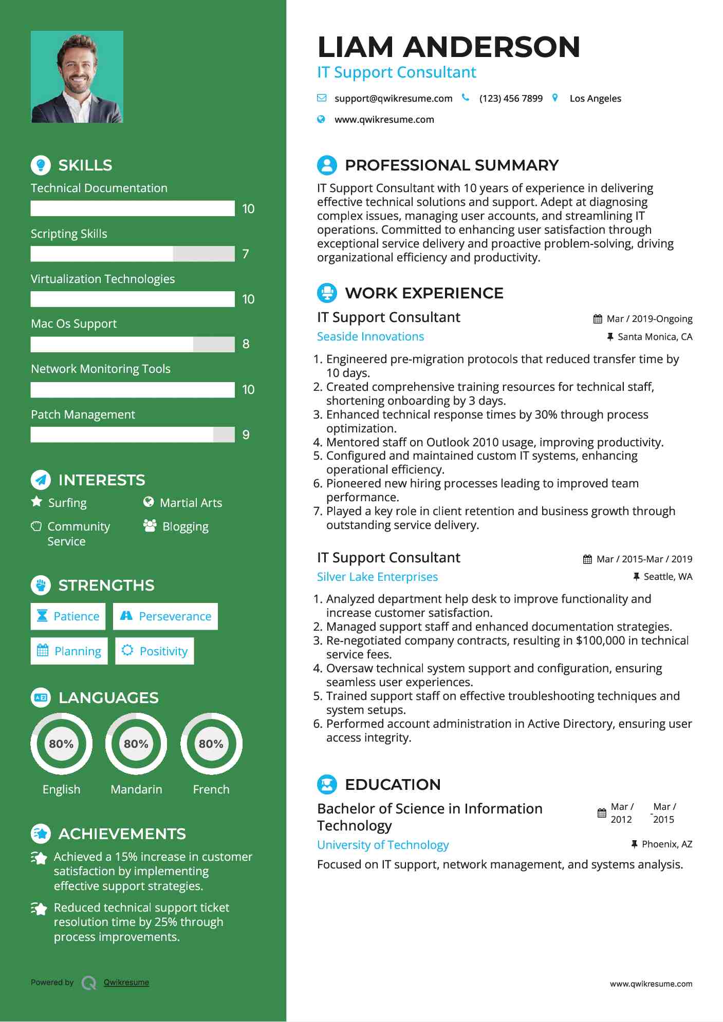 IT Support Consultant Resume Example
