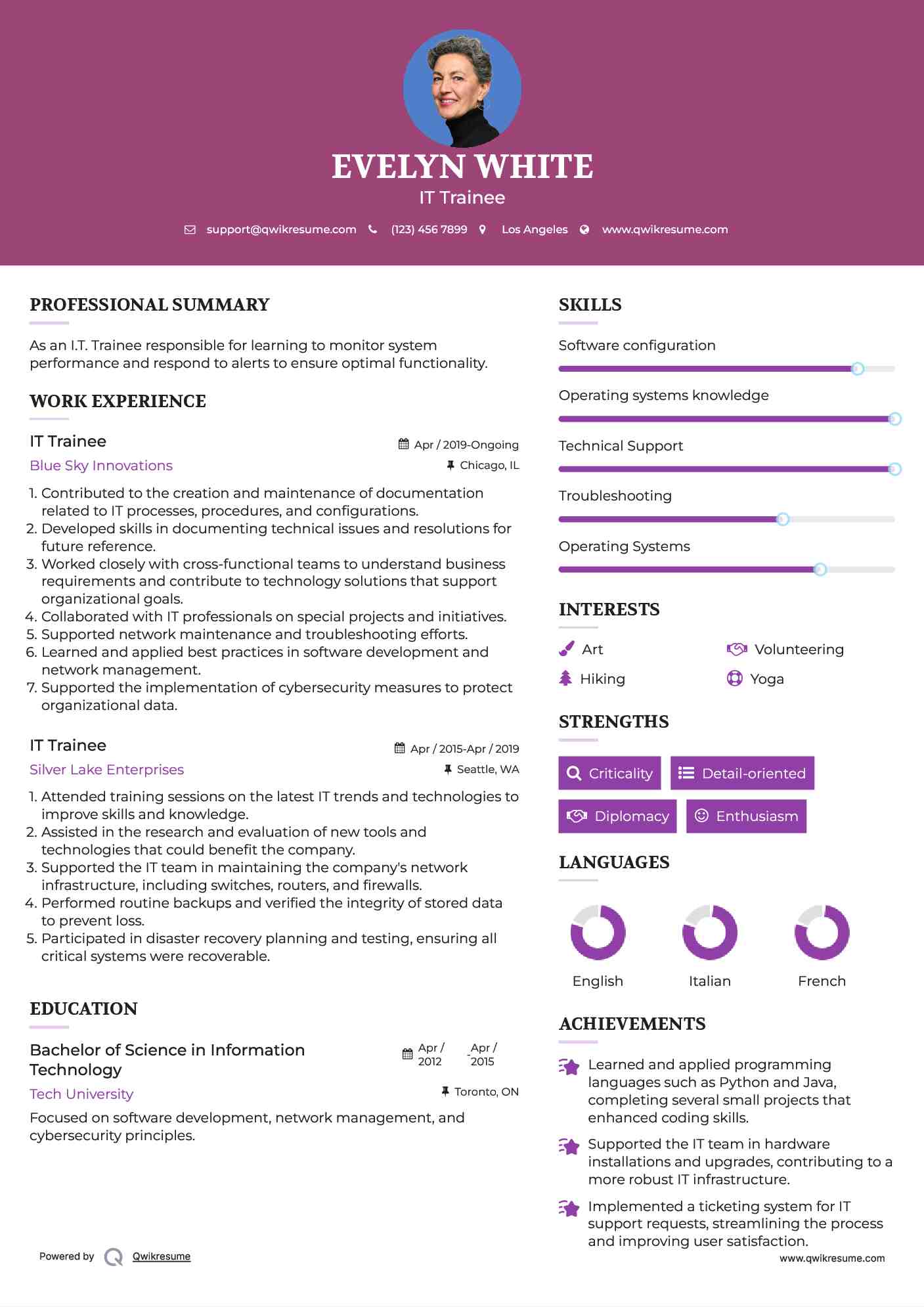 IT Trainee Resume Format