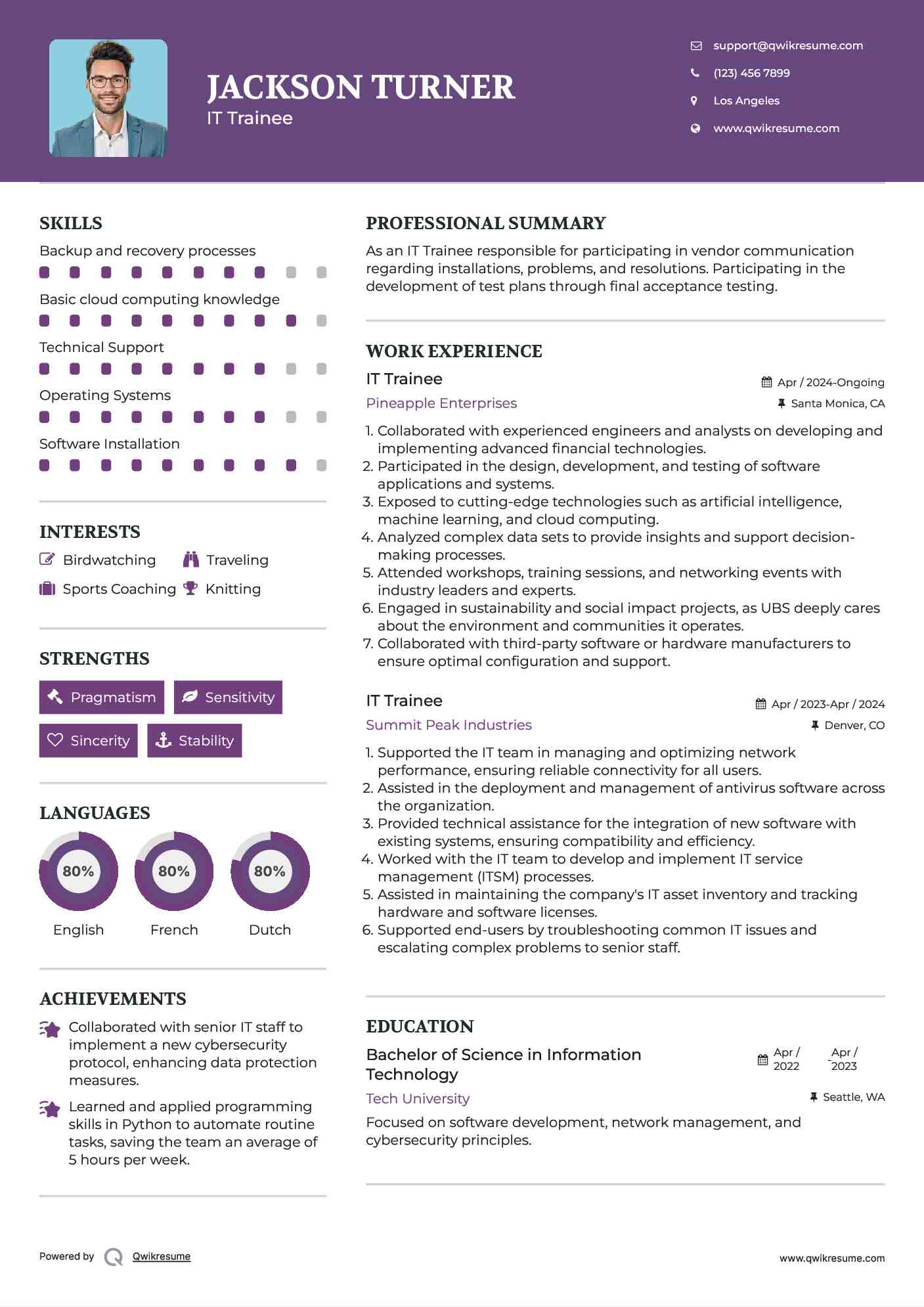 IT Trainee Resume Format