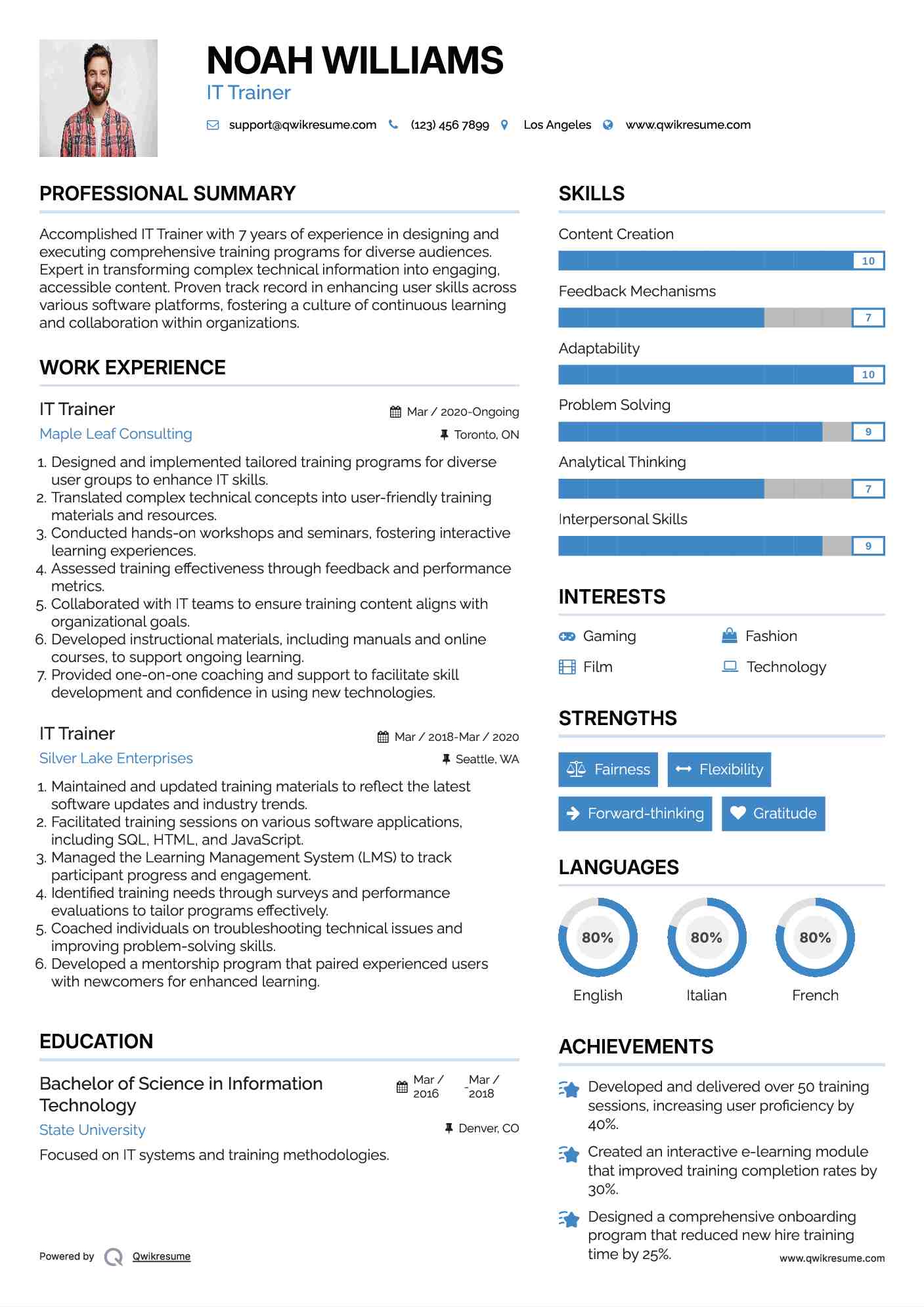 IT Trainer Resume Template