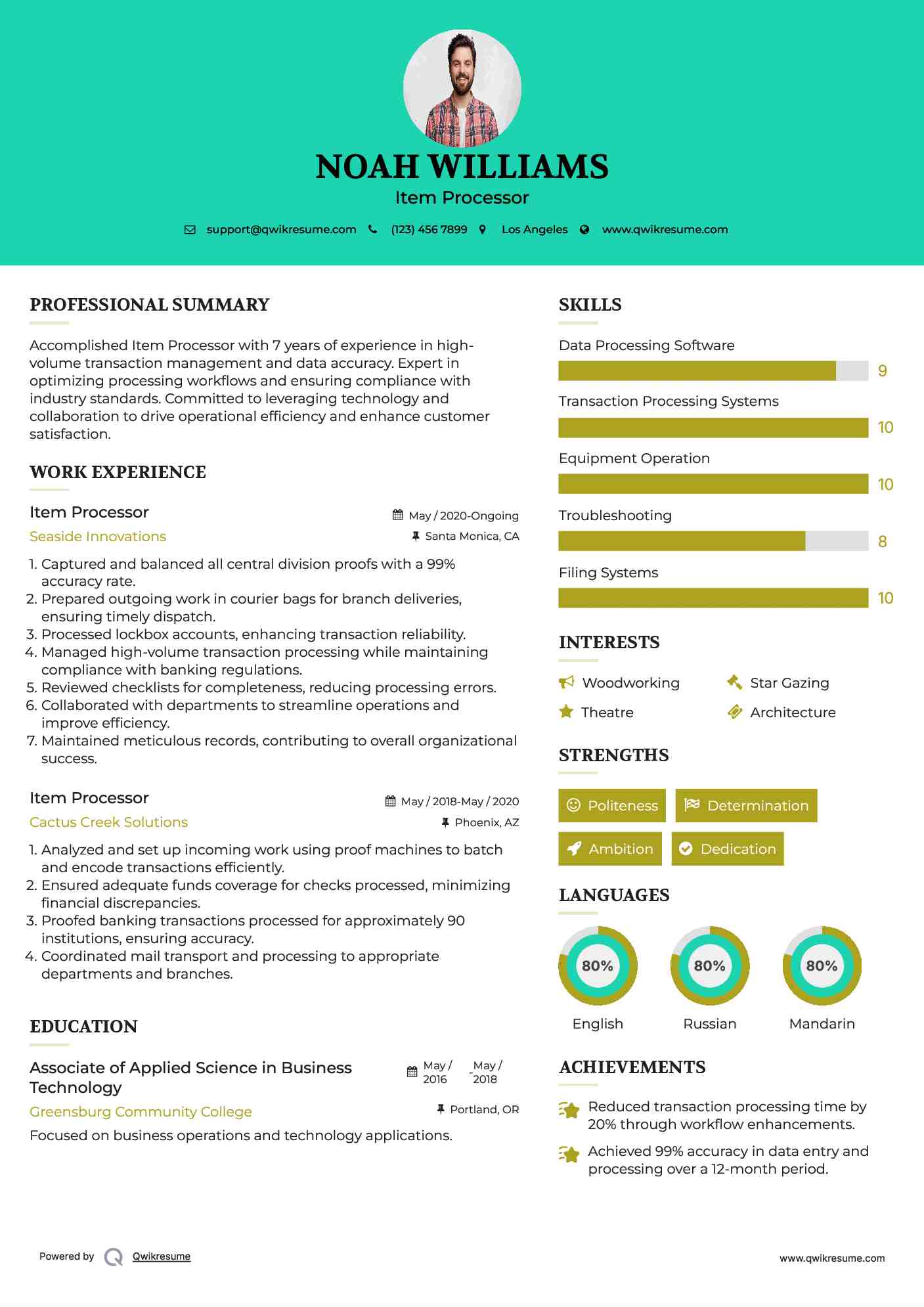 Item Processor Resume Model