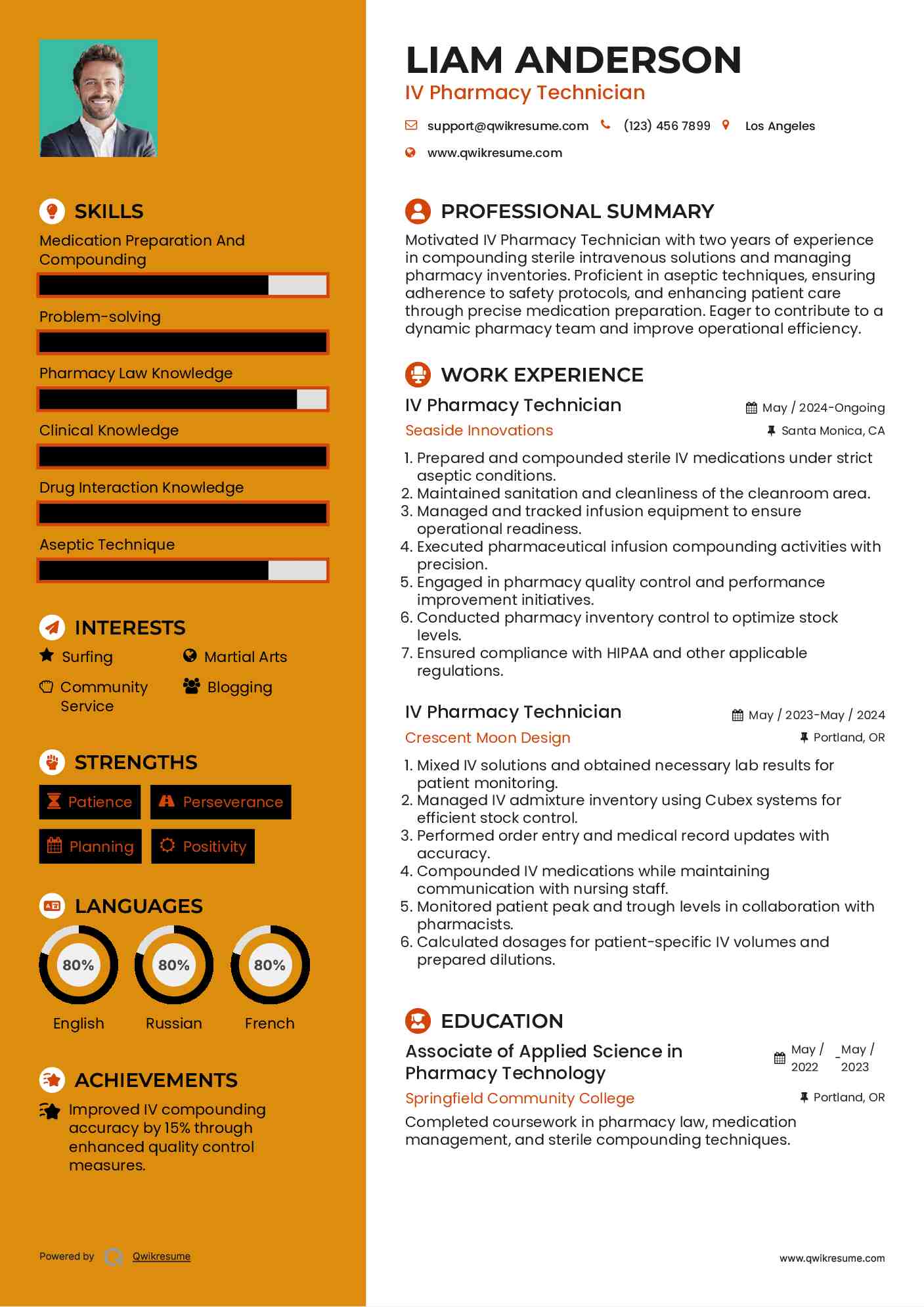 IV Pharmacy Technician Resume Format