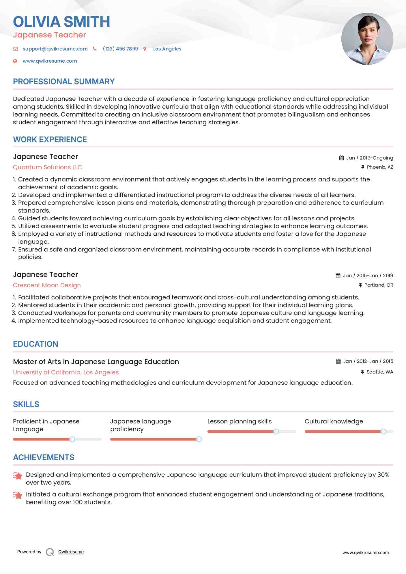 10 Japanese Teacher Resume Samples - Japanese Teacher 1703855247 Pdf 