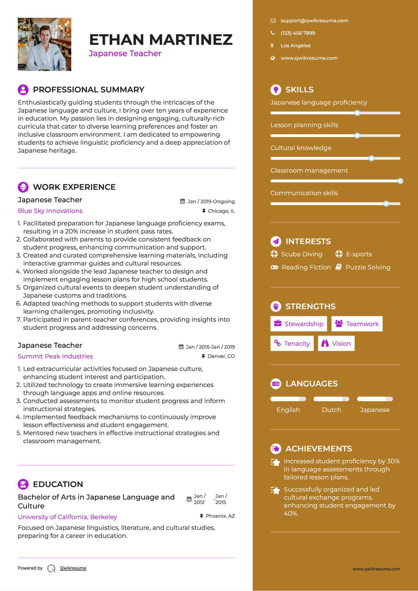 10 Japanese Teacher Resume Samples - Japanese Teacher 1703855344 Pdf