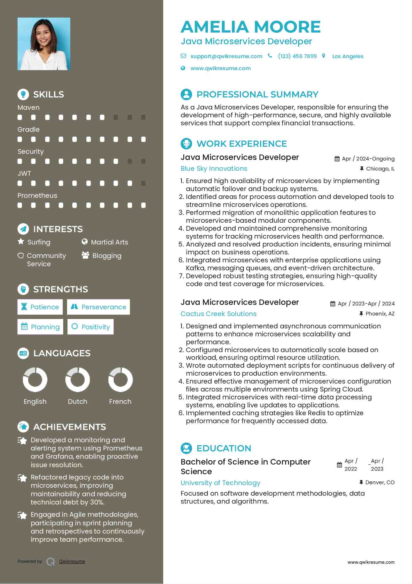 Java Microservices Developer Resume Sample